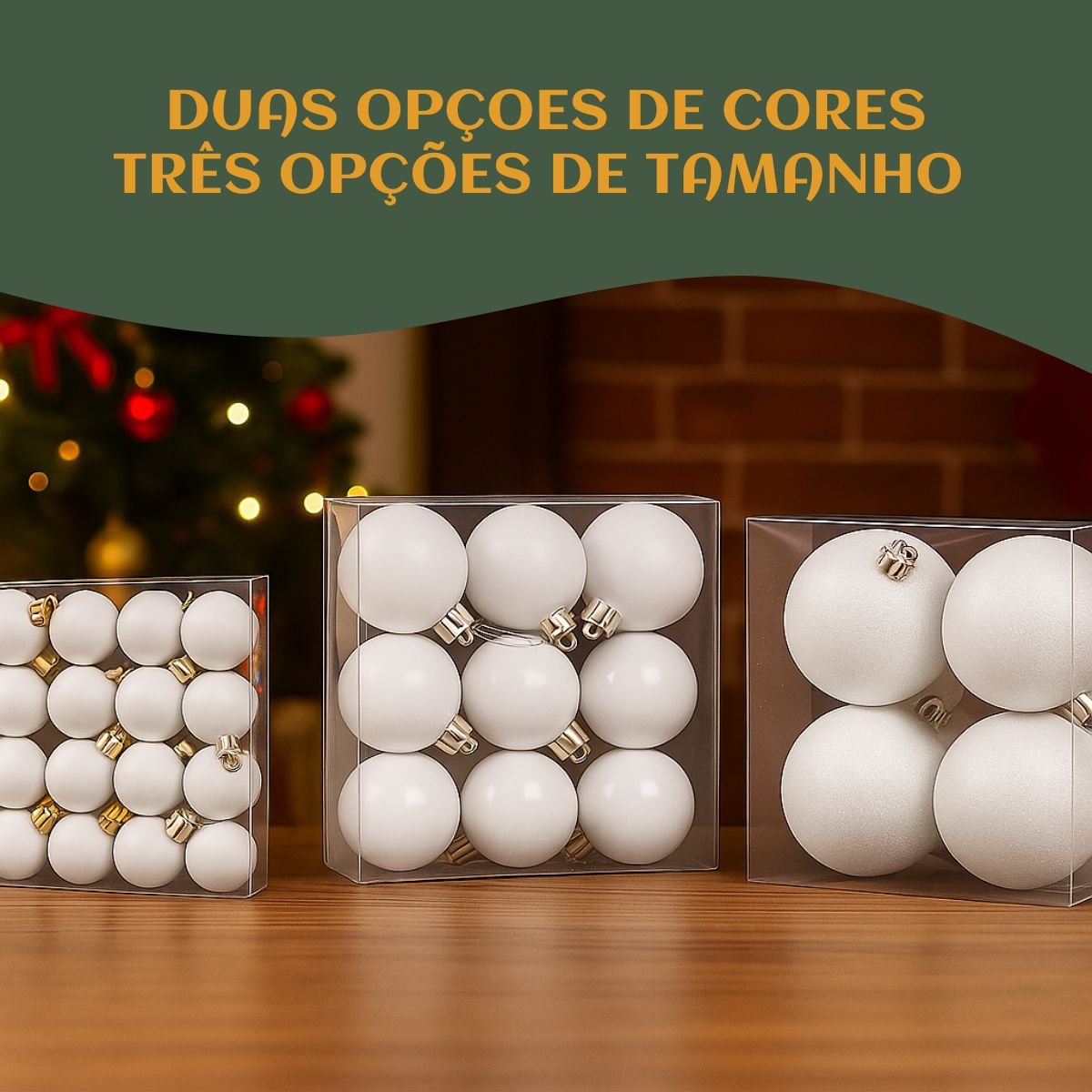 Kit 100 Bolas de Natal Mista Lisas Glitter Decoração Enfeite Árvore de Natal com Ponteira LuvinCo