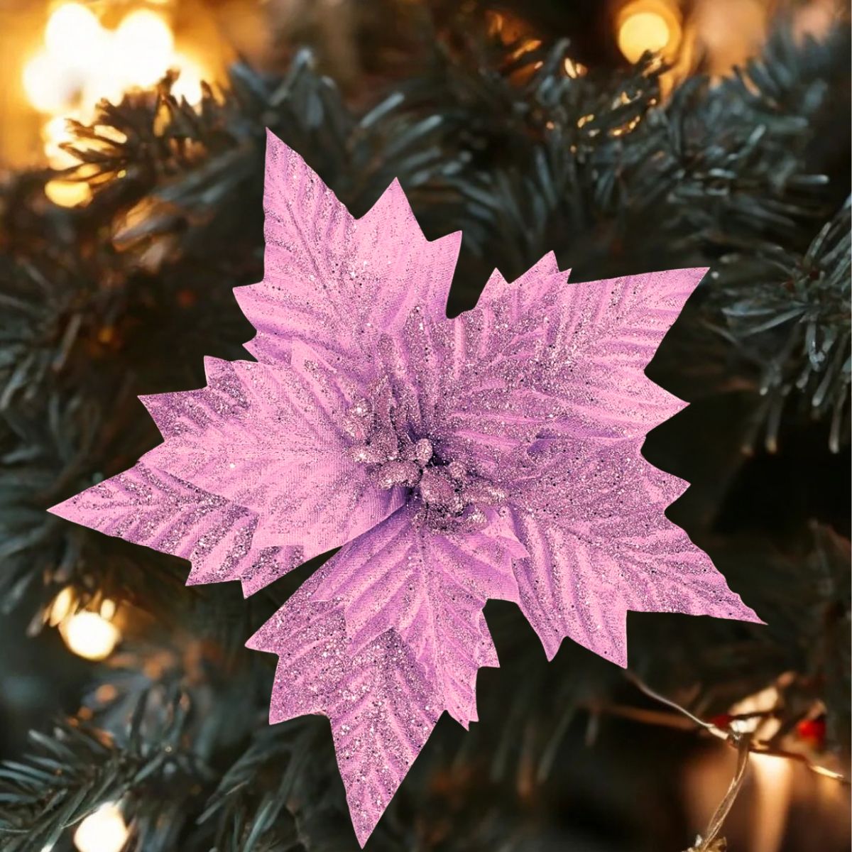 Kit 12 Flores Artificial Decoração Enfeite Árvore Natal Luxo LuvinCo