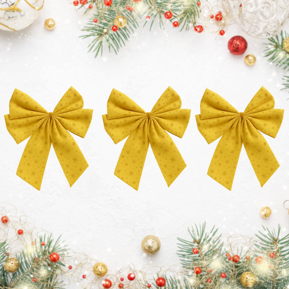 Kit 3 Laços Árvore De Natal Glitter Grandes Enfeite Decoração Luxo Prata/Vermelho/Dourado LuvinCo