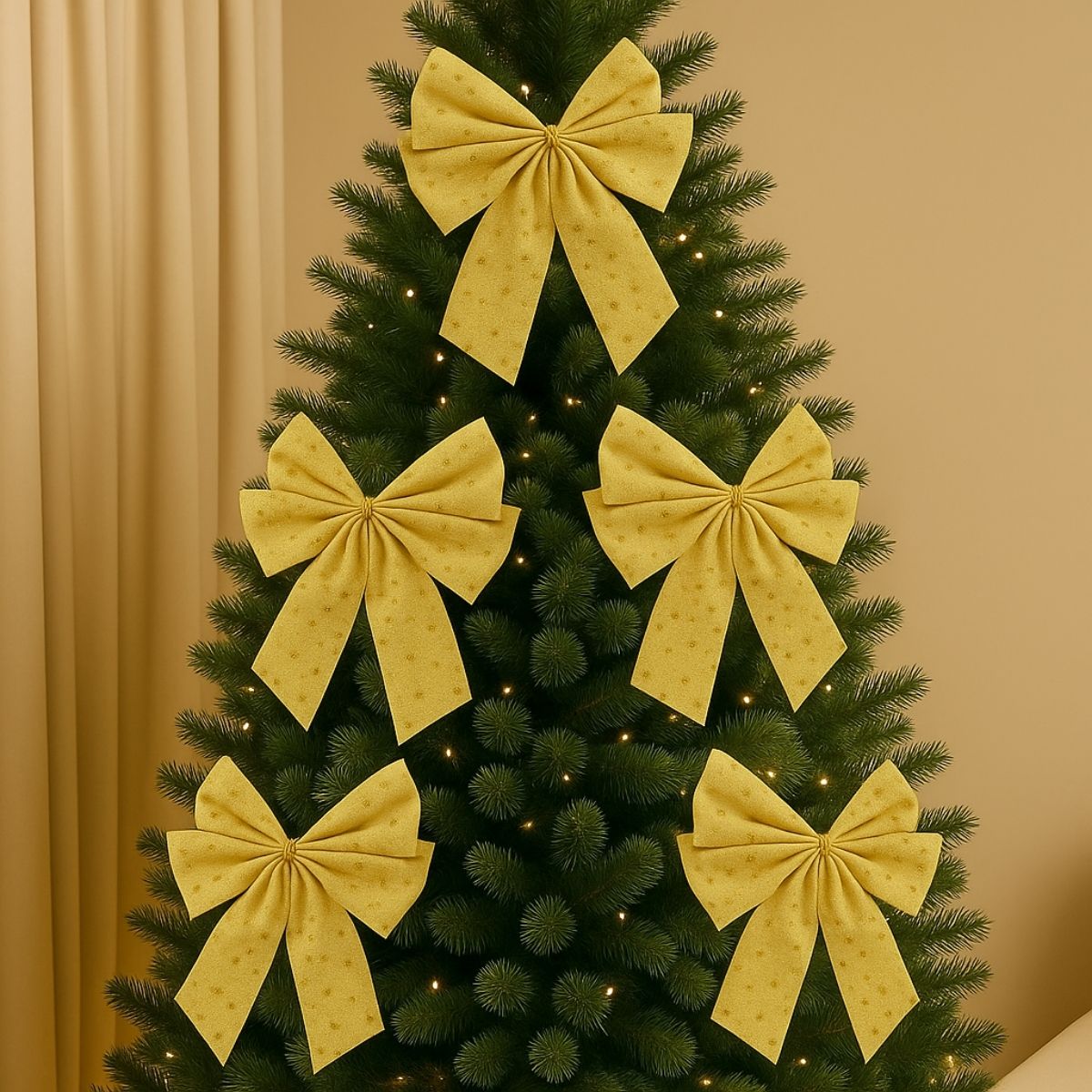 Kit 3 Laços Árvore De Natal Glitter Grandes Enfeite Decoração Luxo Prata/Vermelho/Dourado LuvinCo