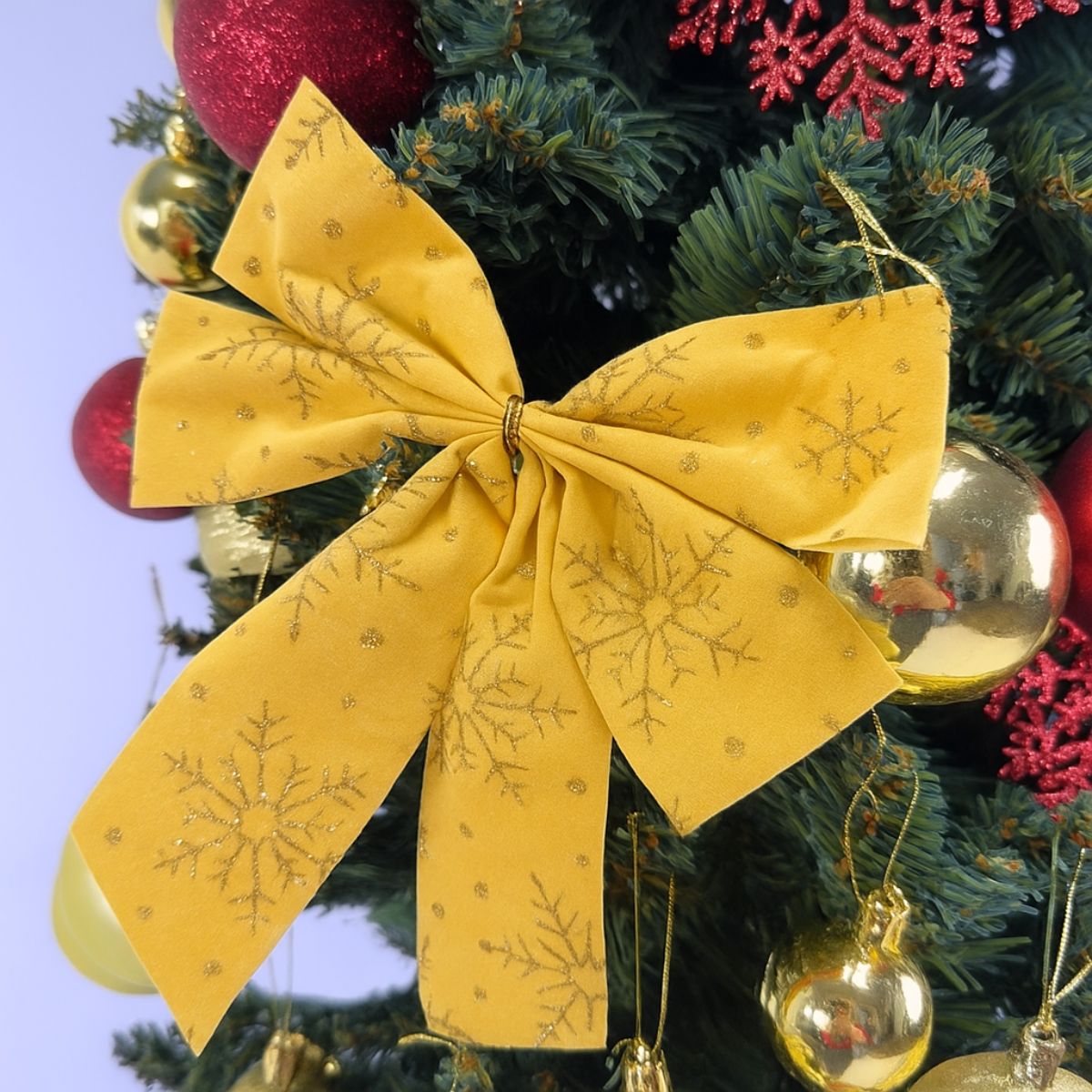Kit 3 Laços Árvore De Natal Glitter Grandes Enfeite Decoração Luxo Prata/Vermelho/Dourado LuvinCo