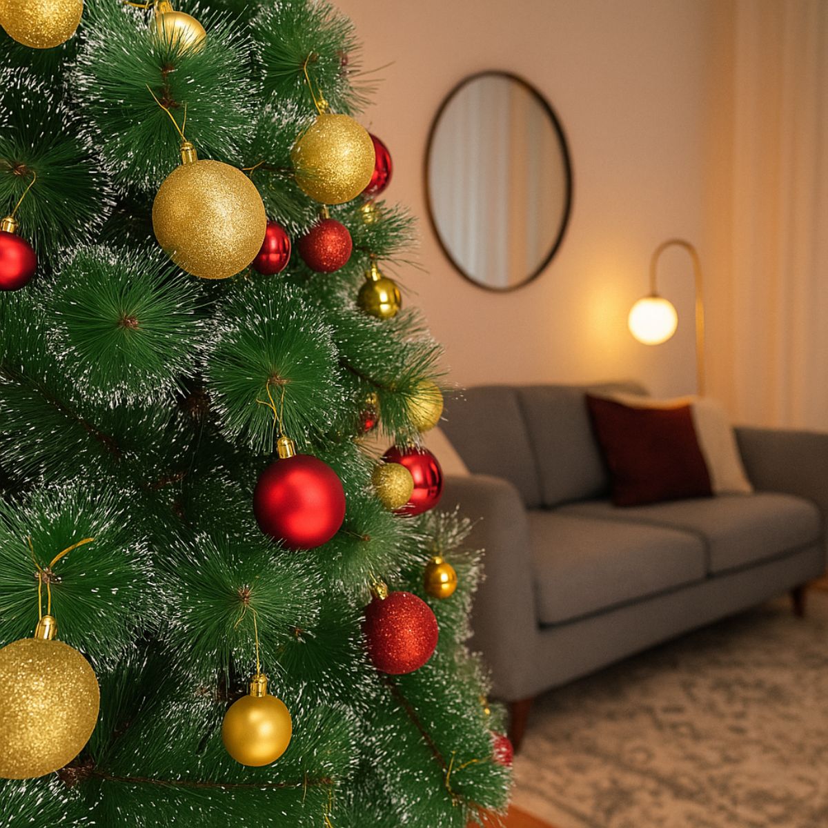 Kit 60 Bolas de Natal Mista Lisas Glitter Decoração Enfeite Árvore de Natal com Ponteira LuvinCo