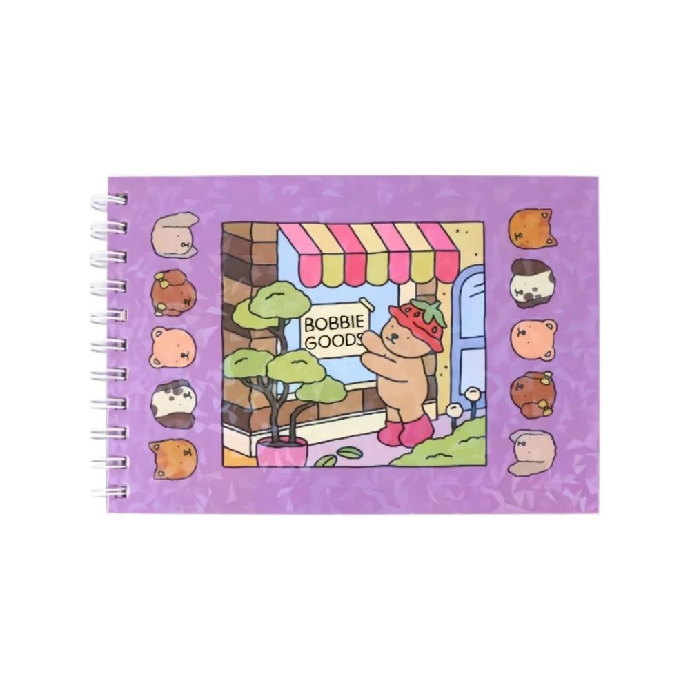Livros Bobbie Goods para Colorir Infantil Desenho Capa Holográfica Dura 50 Folhas Rosa/Azul/Roxo/Verde