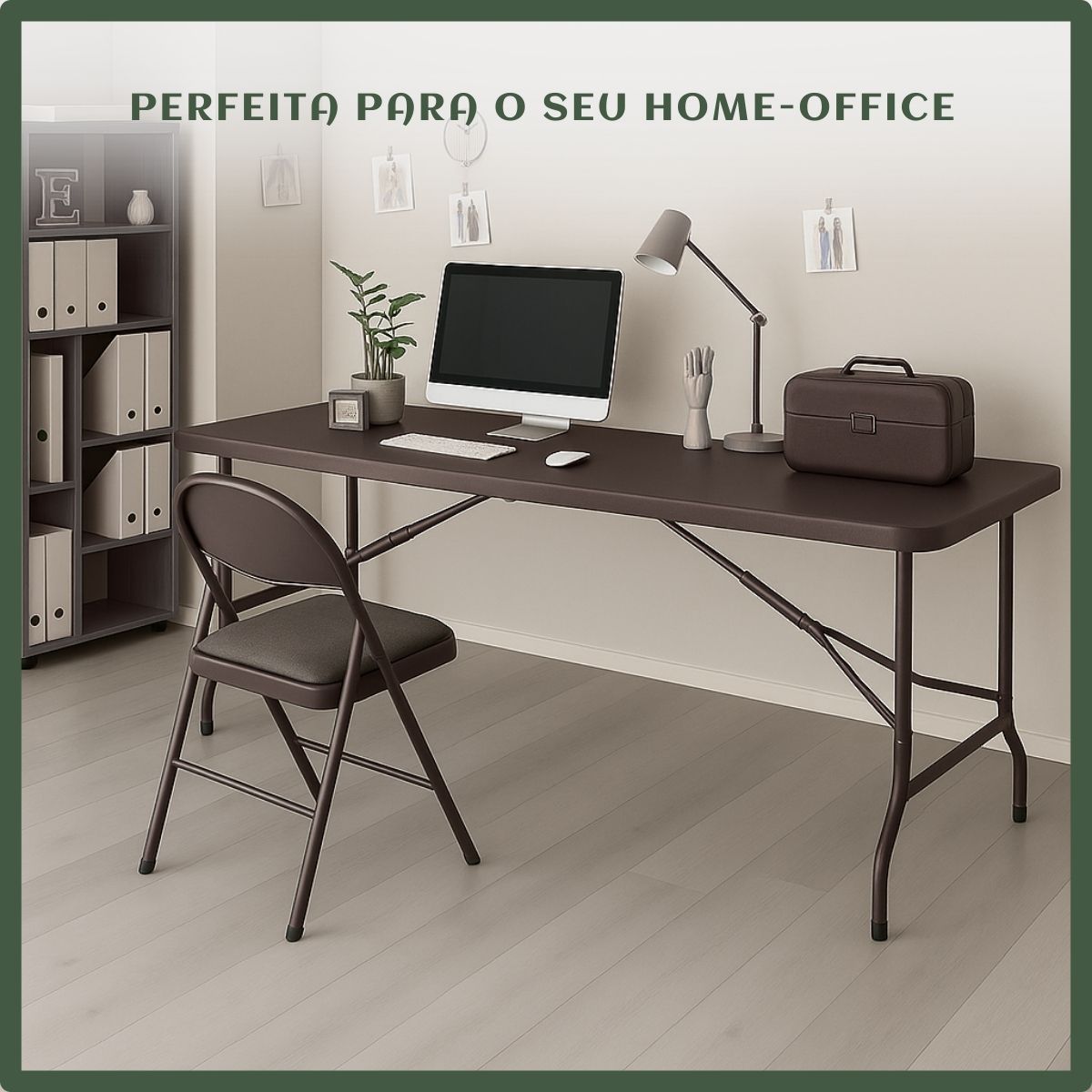 Mesa Dobrável Vira Maleta Com Alça Portátil 1.80m Para Camping Pesca Jardim Área Externa Ou Interna Salão De Festas Gourmet Luvinco