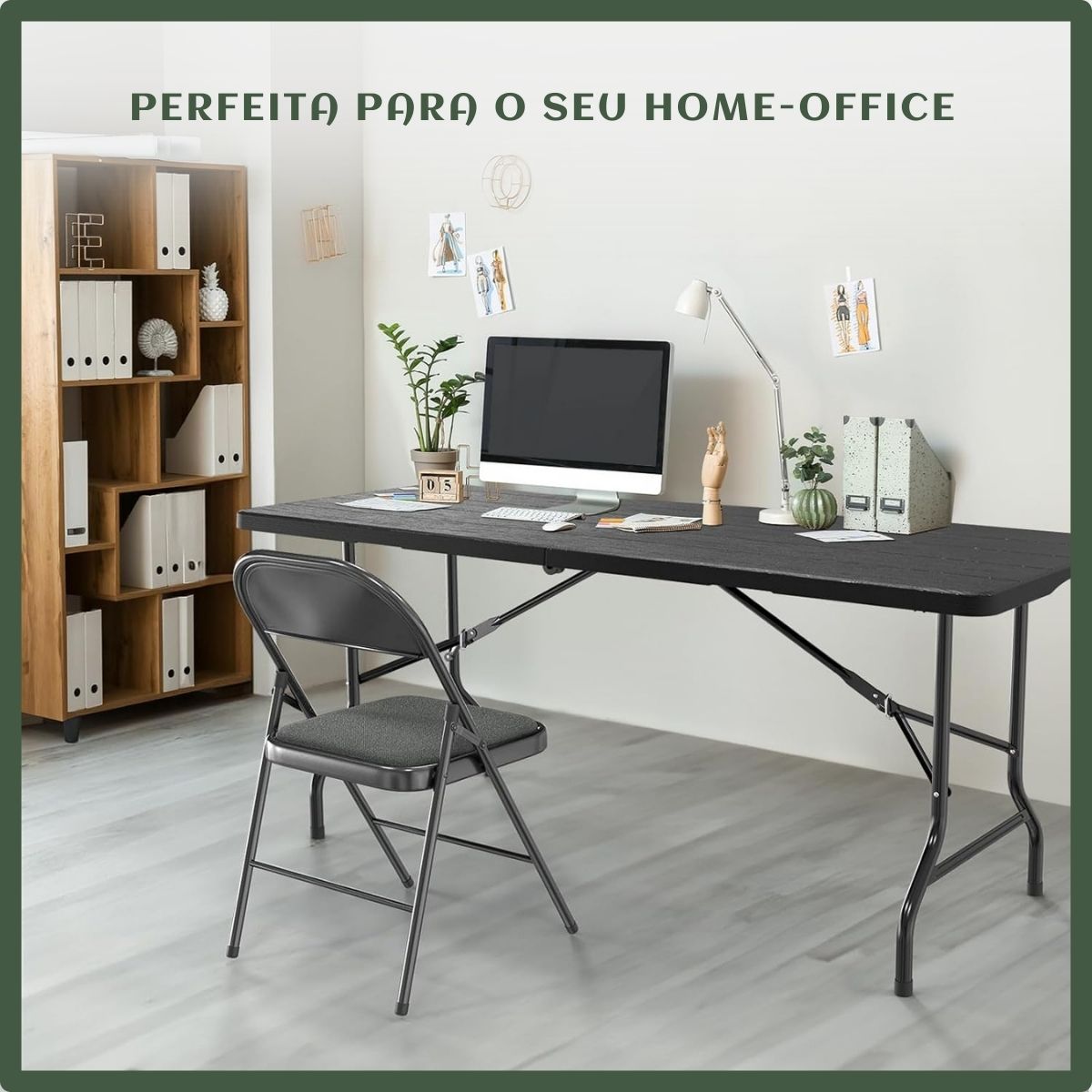 Mesa Dobrável Vira Maleta Com Alça Portátil 1.80m Para Camping Pesca Jardim Área Externa Ou Interna Salão De Festas Gourmet Luvinco