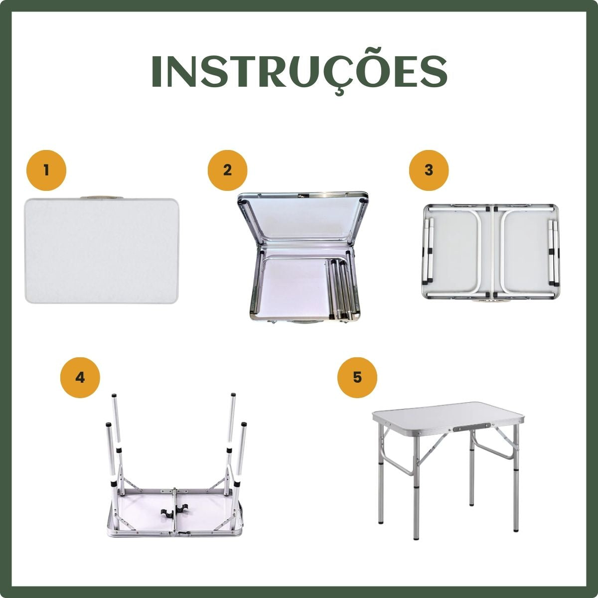 Mesa Dobrável Vira Maleta Alumínio Com Alça Portátil 90x60cm Para Camping Pesca Jardim Área Externa Ou Interna Salão De Festas Gourmet Cor Branco
