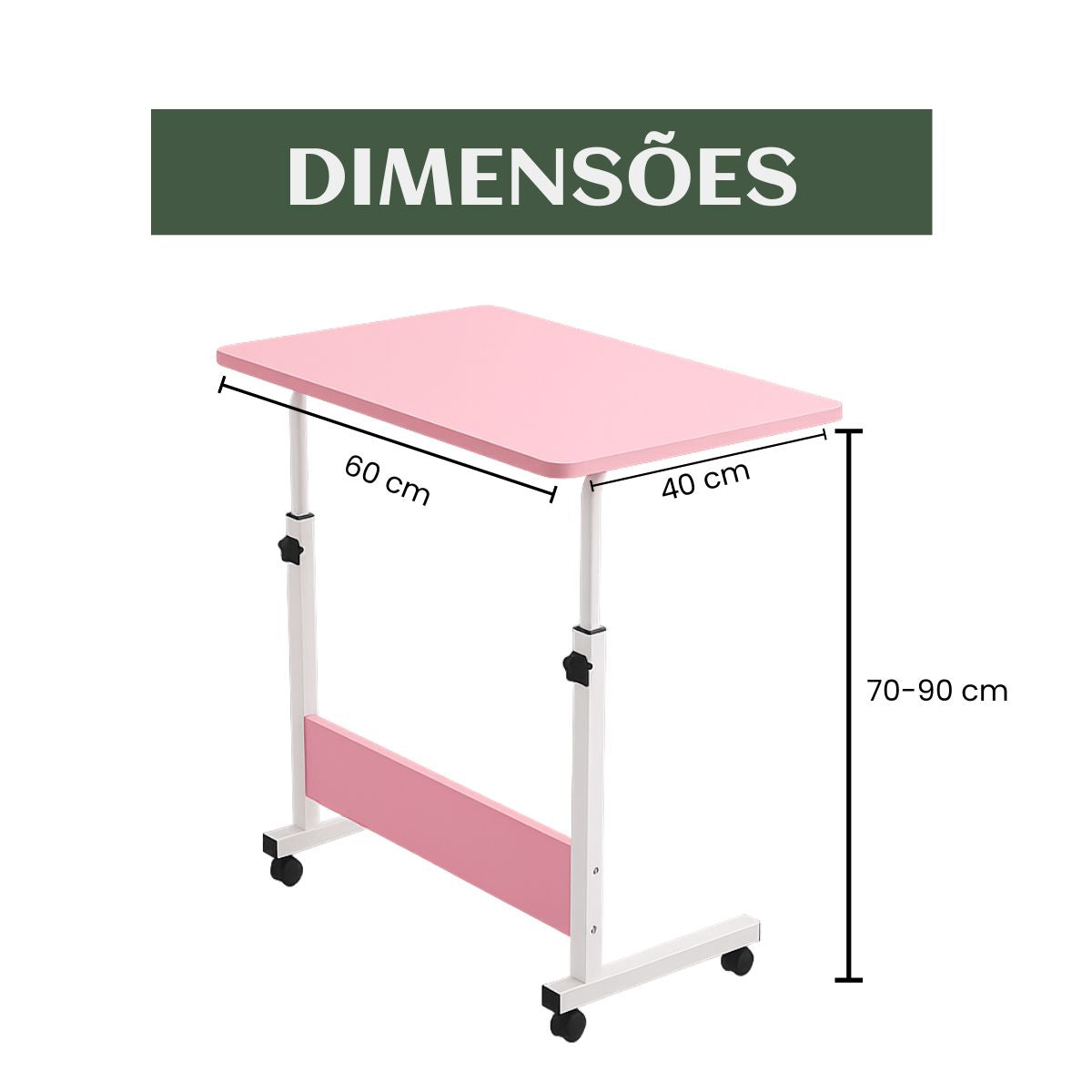Mesa Notebook Ergonômica Multiuso Altura Regulável Rodinhas Mesa de Canto Escrivaninha para Cama Sofá Ajustes LuvinCo
