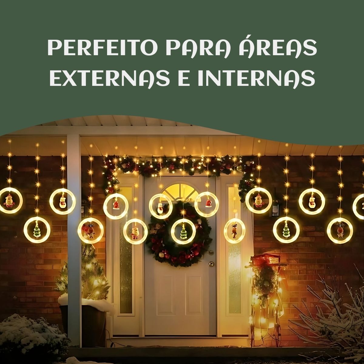 Pisca Cascata 130 Led IP65 Prova De Água 3,0m Cortina Varal Figura Decoração Natal Varal LuvinCo Bivolt