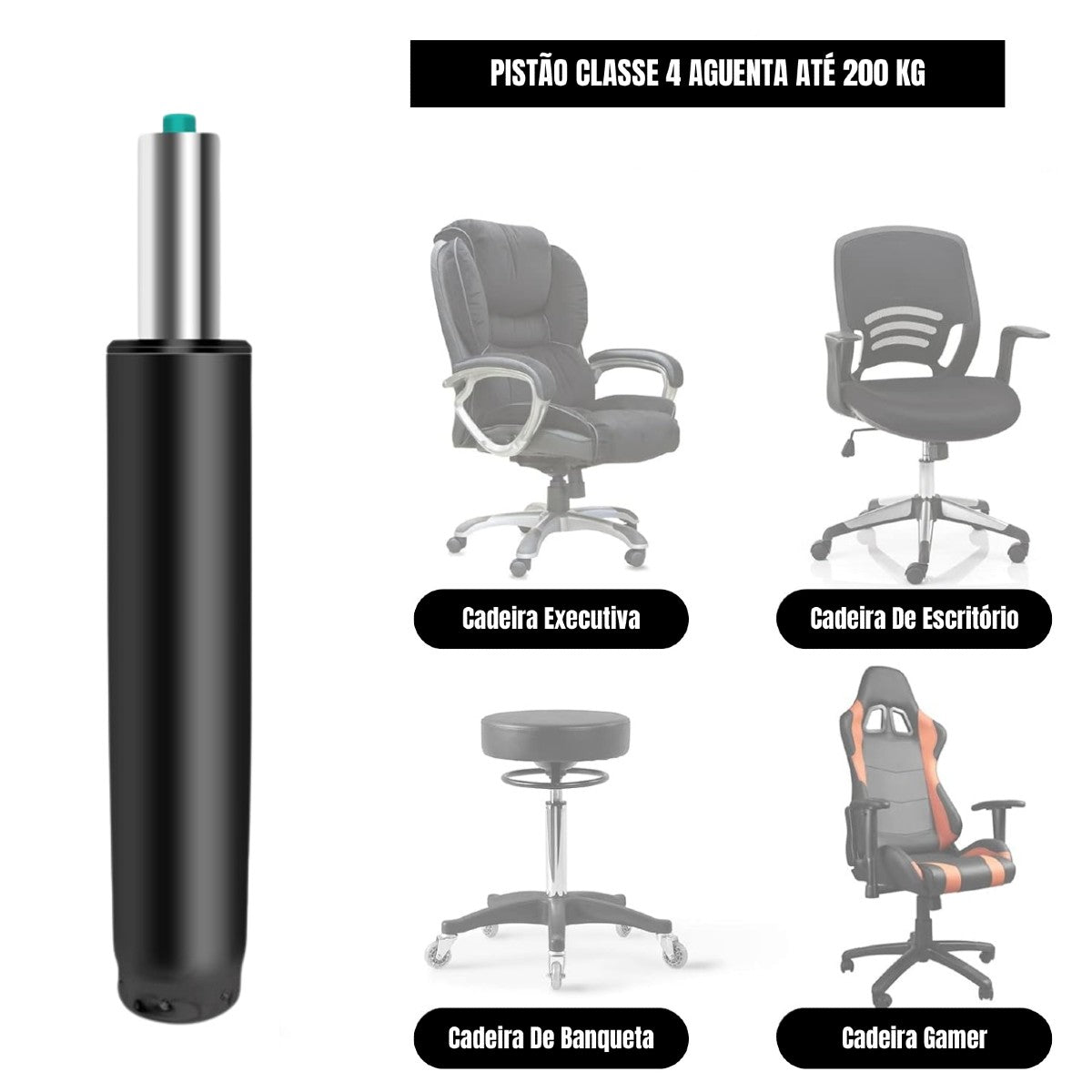 Pistão Gás Coluna Universal Cadeira Reforçada Classe 4 200kg
