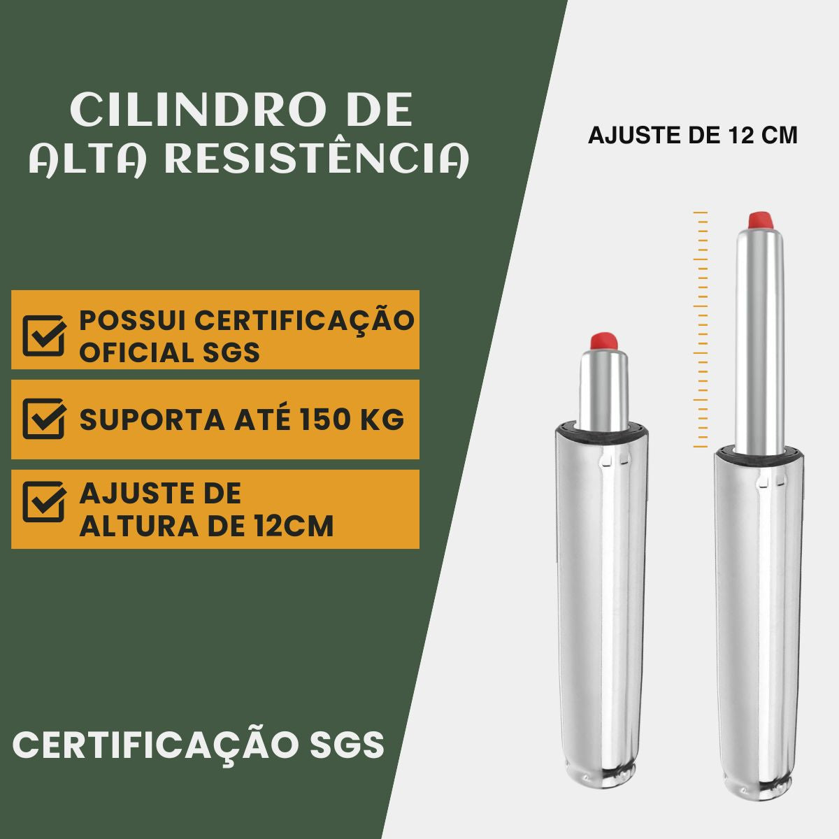Pistão Universal A Gás Classe 3 150kg 120mm P/ Cadeira Gamer