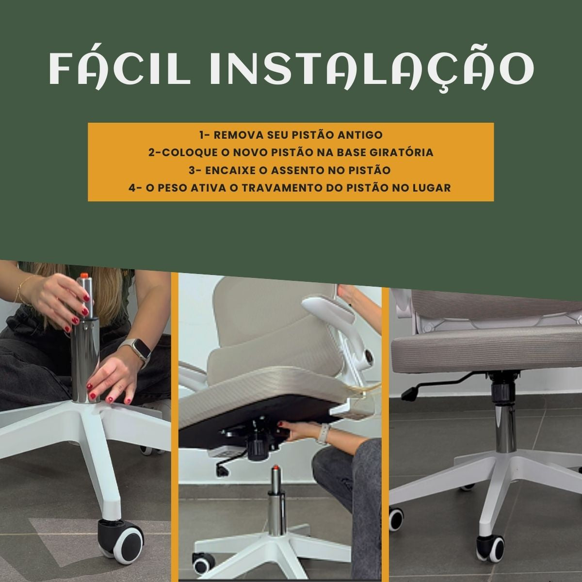 Pistão Universal A Gás Classe 3 150kg 120mm P/ Cadeira Gamer