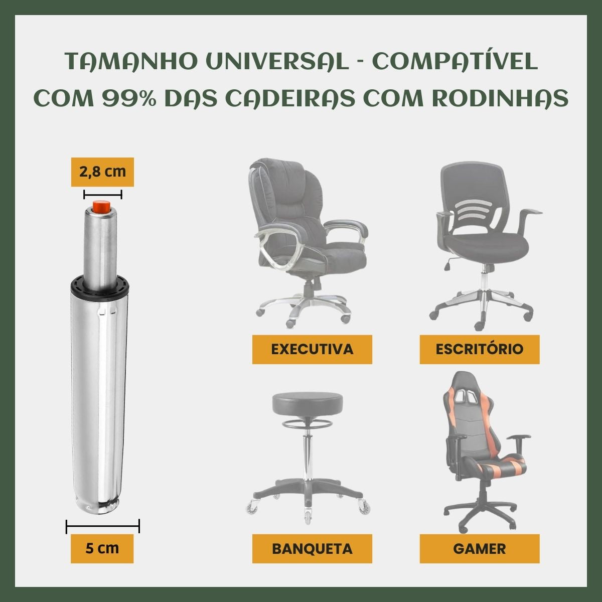 Pistão Universal A Gás Classe 3 150kg 120mm P/ Cadeira Gamer
