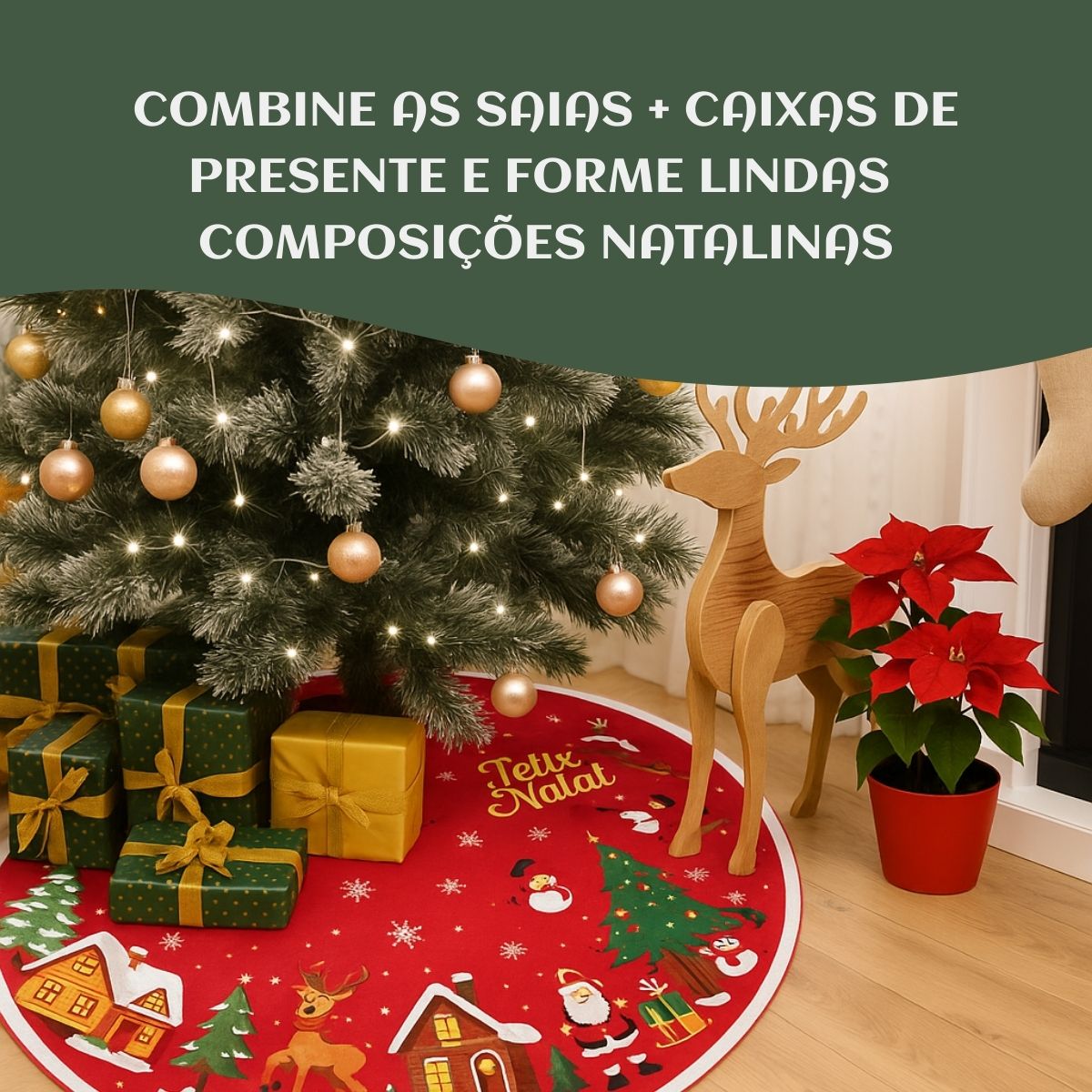 Saia Tapete Base Árvore De Natal Decoração Enfeite Natalino