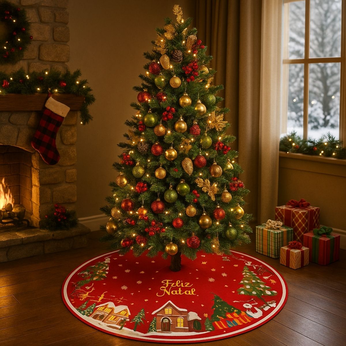 Saia Tapete Base Árvore De Natal Decoração Enfeite Natalino