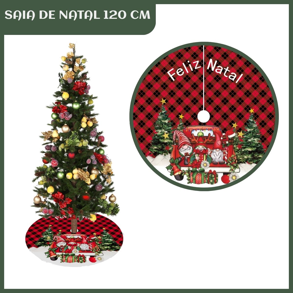 Saia Tapete Base Árvore De Natal Decoração Enfeite Natalino