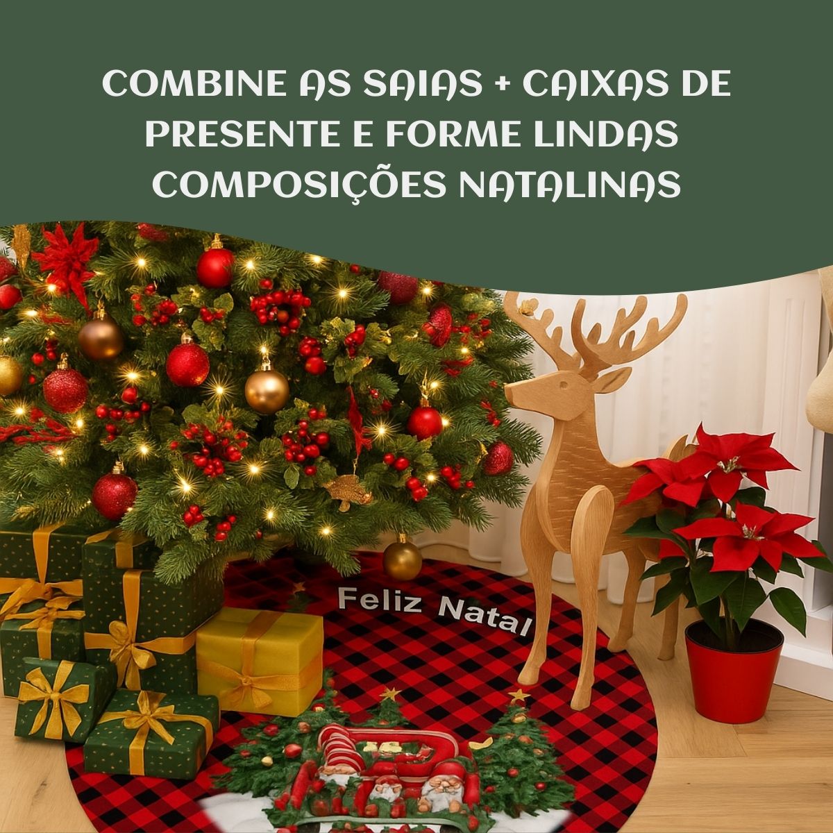 Saia Tapete Base Árvore De Natal Decoração Enfeite Natalino