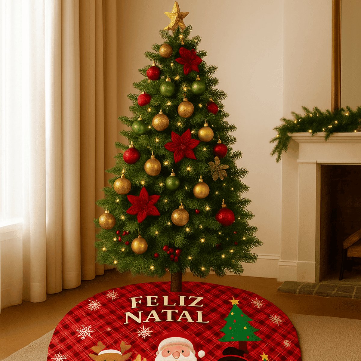 Saia Tapete Base Árvore De Natal Decoração Enfeite Natalino