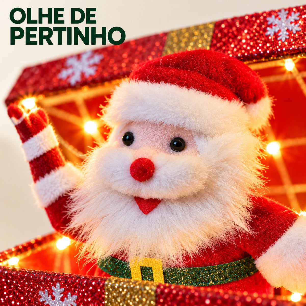 Boneco Papai Noel Caixa Pisca Natal Decoração Led LuvinCo