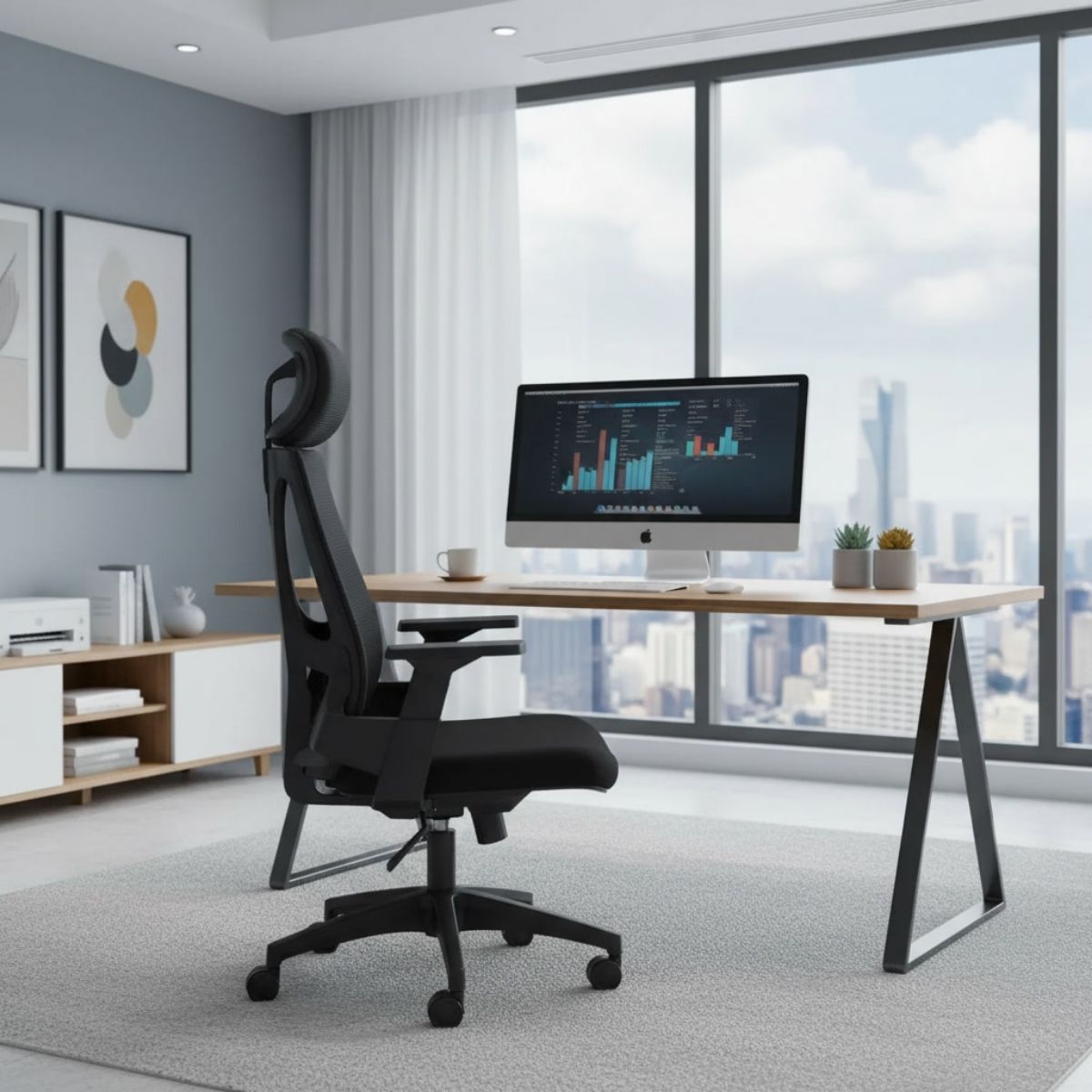 Cadeira De Escritório Ergonômica Seattle Luvinco Presidente Malha Respirável Tela Mesh Braço Ajustável 3D Encosto Lombar