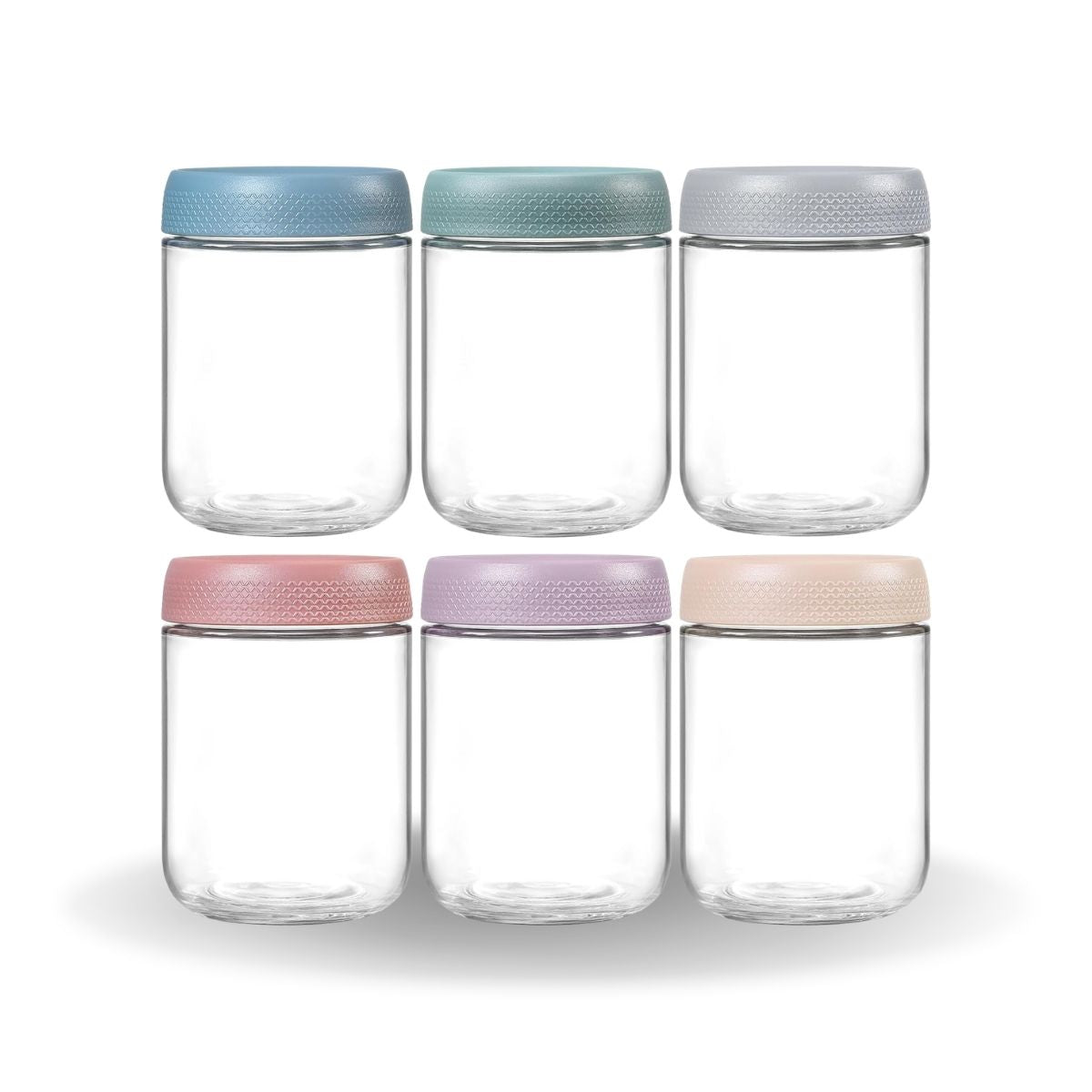 Kit 6 Potes De Vidros 650ml Tampa Vedação Hermética Boca Larga Armazenamento Praticidade Luvinco Transparente