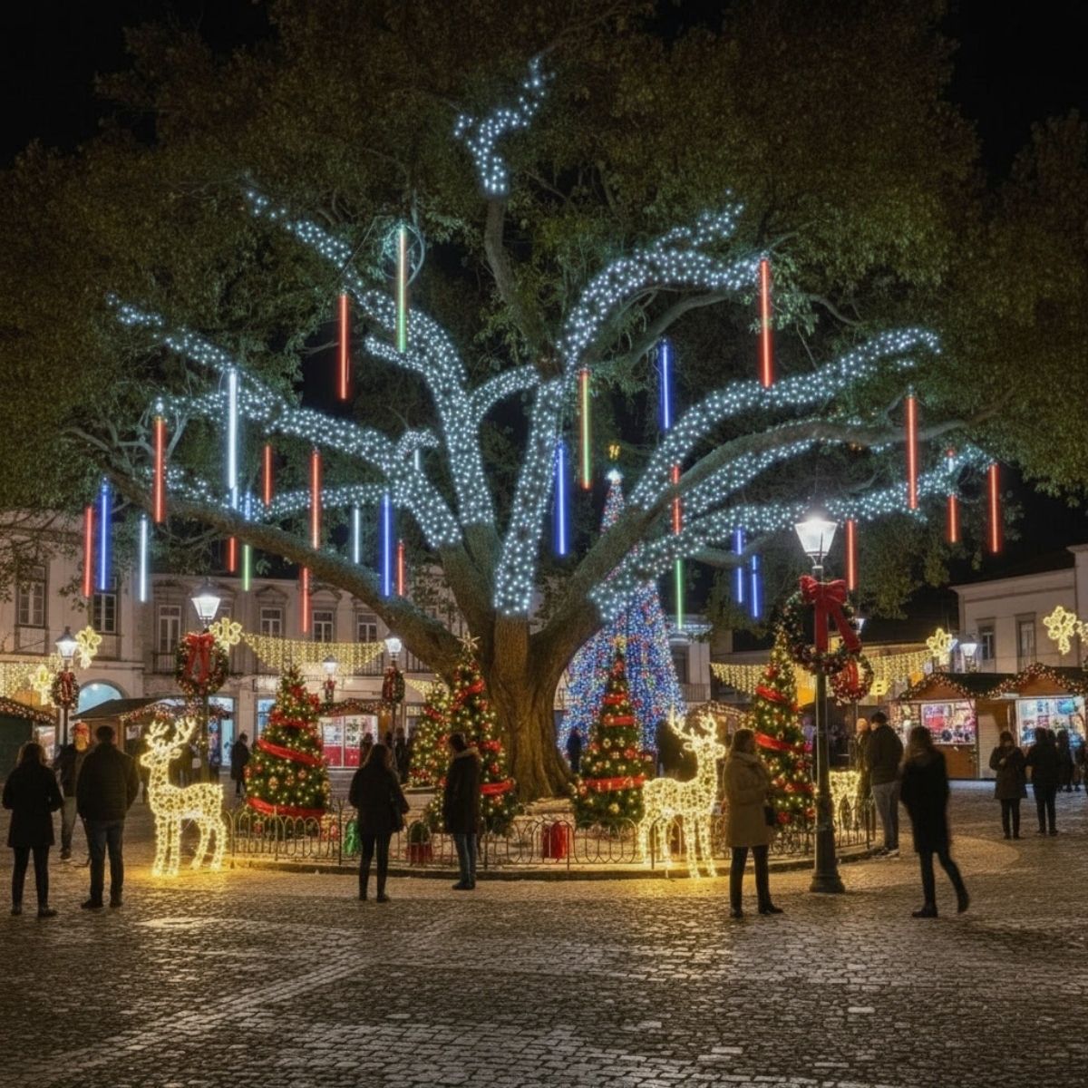 Cascata Meteoro 8 Tubos Bastão Efeito Chuva Decoração Natal LuvinCo