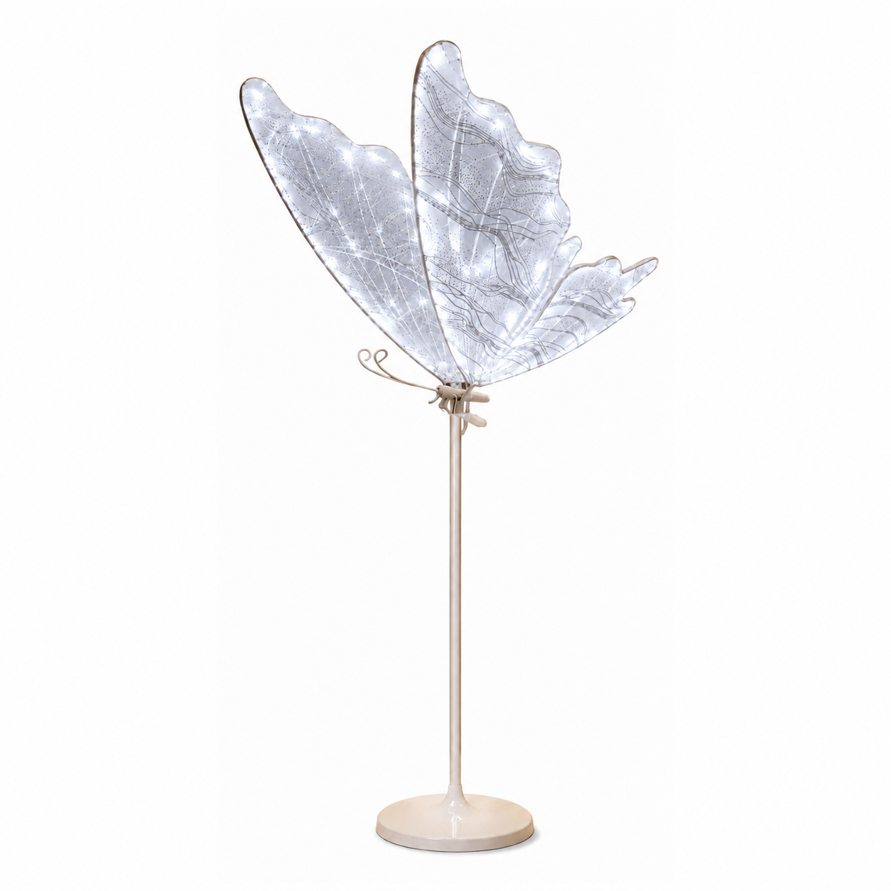 Borboleta Led Dourado Festa Decoração Natal 80cm Suporte