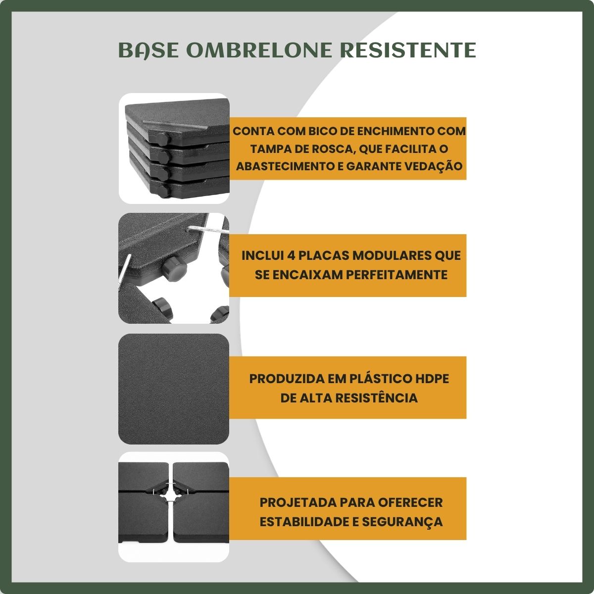 Base Ombrelone 60 Litros Guarda Sol Praia Jardim Lateral LuvinCo