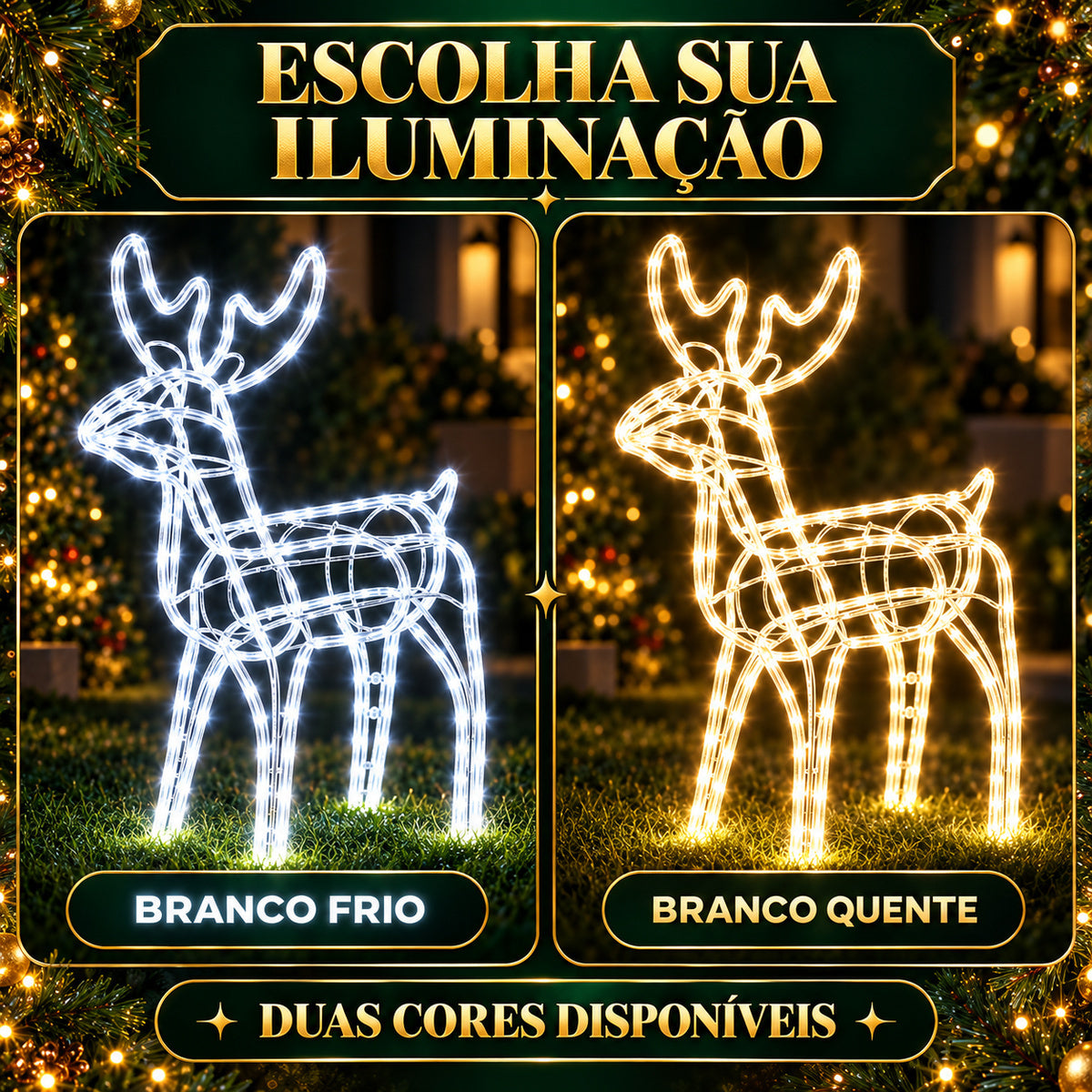 Rena de Natal Papai Noel Pisca Enfeite Decoração Natalina Luxo Luzes Para Jardim Quintal Telhado Luvi