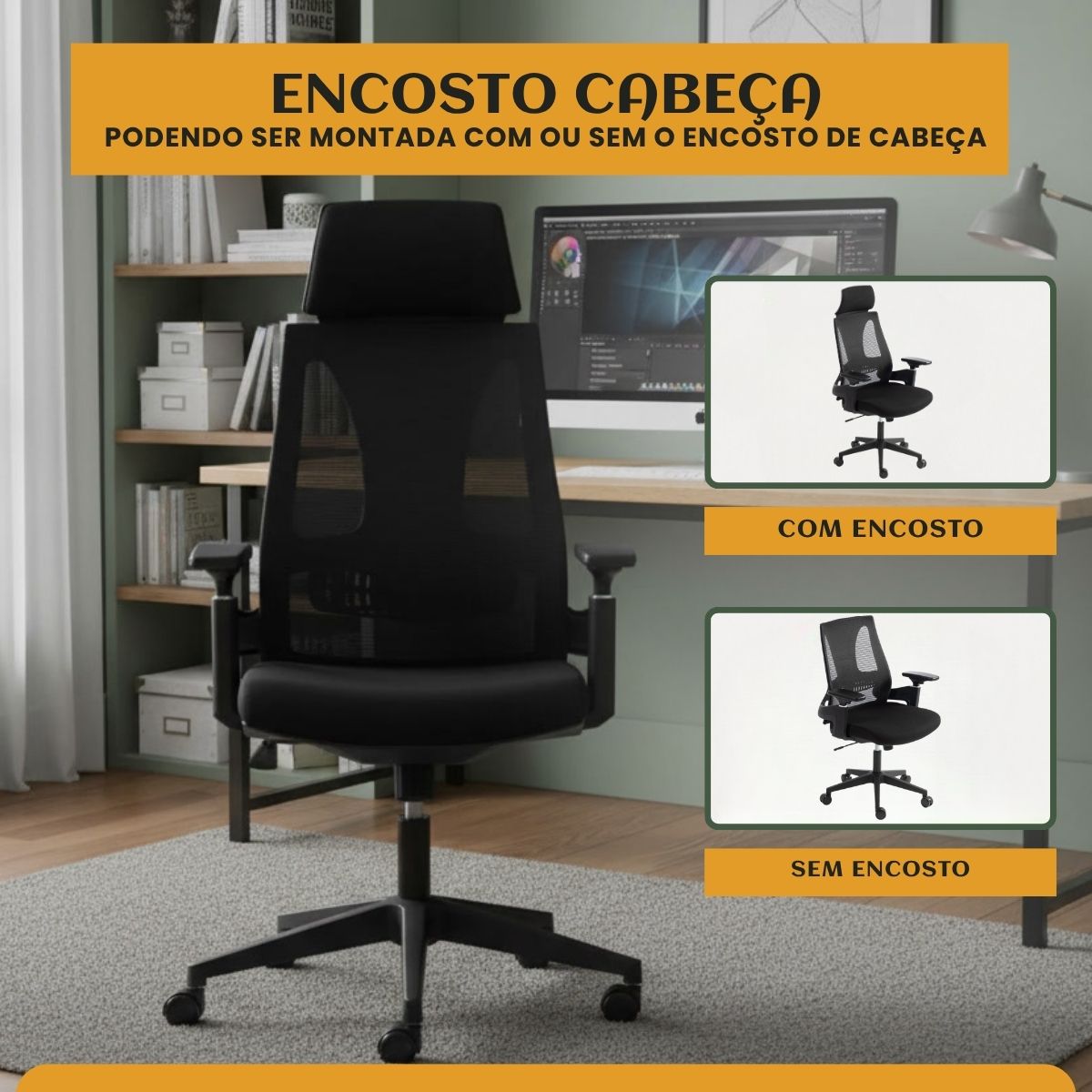 Cadeira De Escritório Ergonômica Seattle Luvinco Presidente Malha Respirável Tela Mesh Braço Ajustável 3D Encosto Lombar