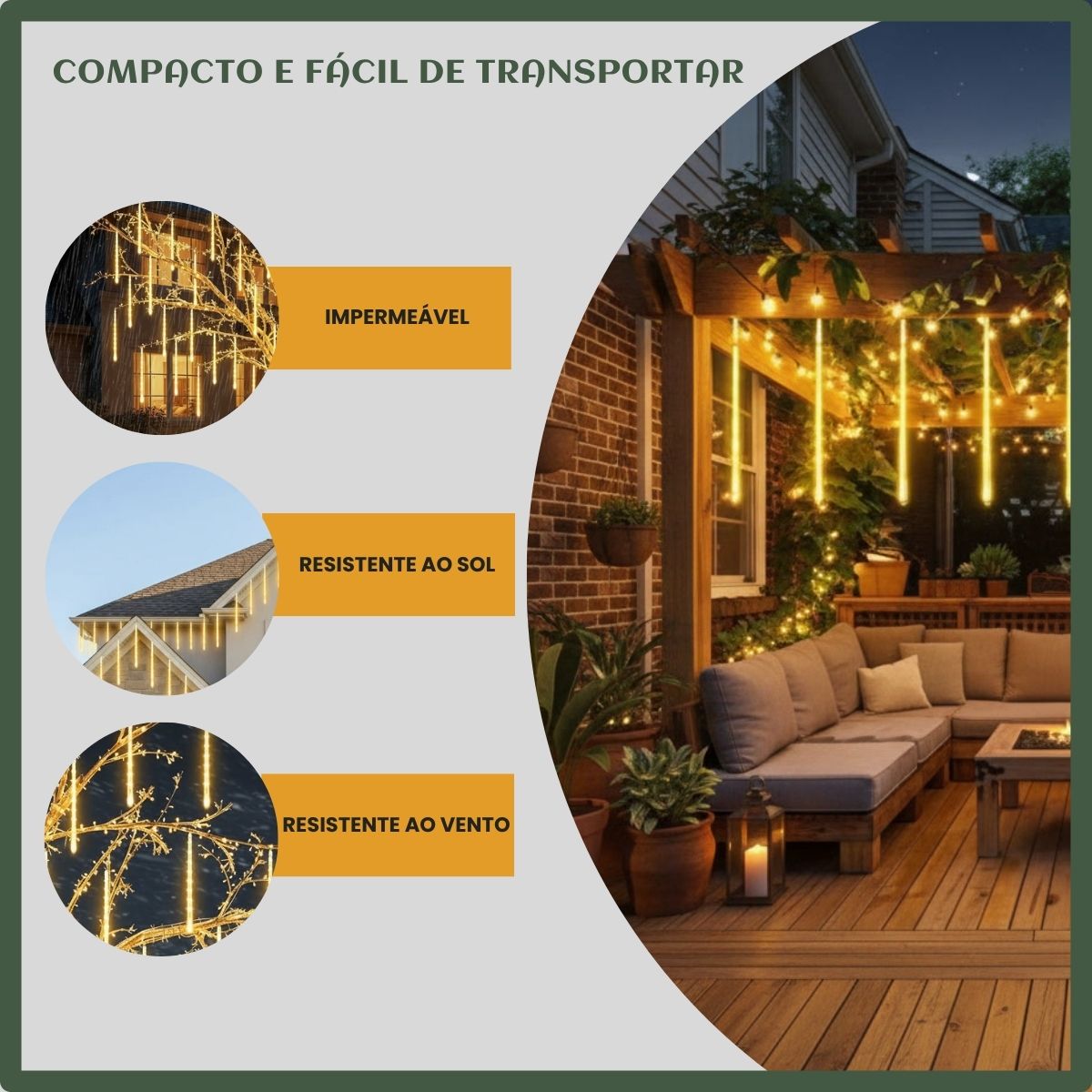 Cascata Meteoro 8 Tubos Bastão Efeito Chuva Decoração Natal LuvinCo