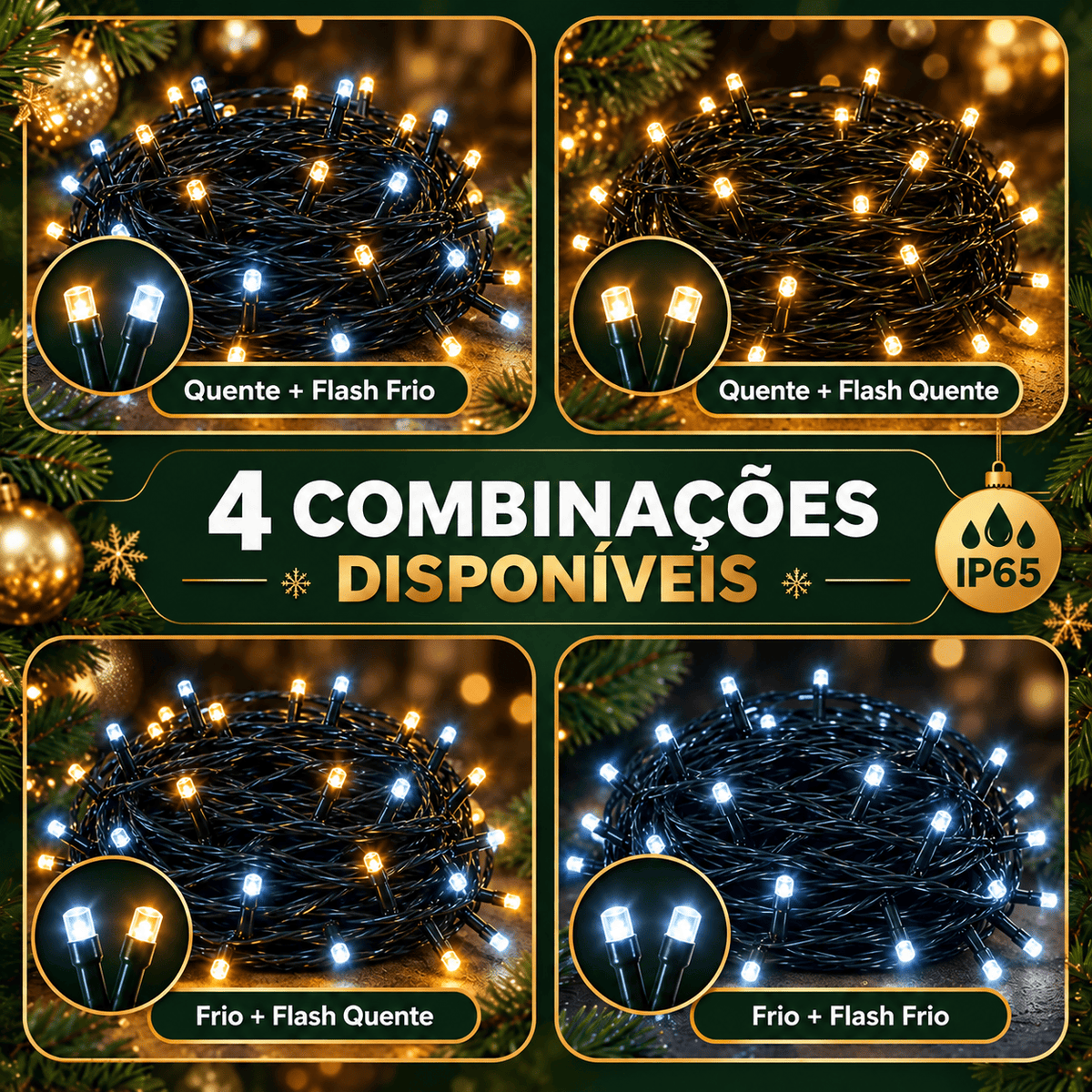 Strobo Pisca Pisca Cordão Natal 500 Leds 50m Prova D'Água Bivolt  100 Flash  Decoração Enfeite Natal LuvinCo
