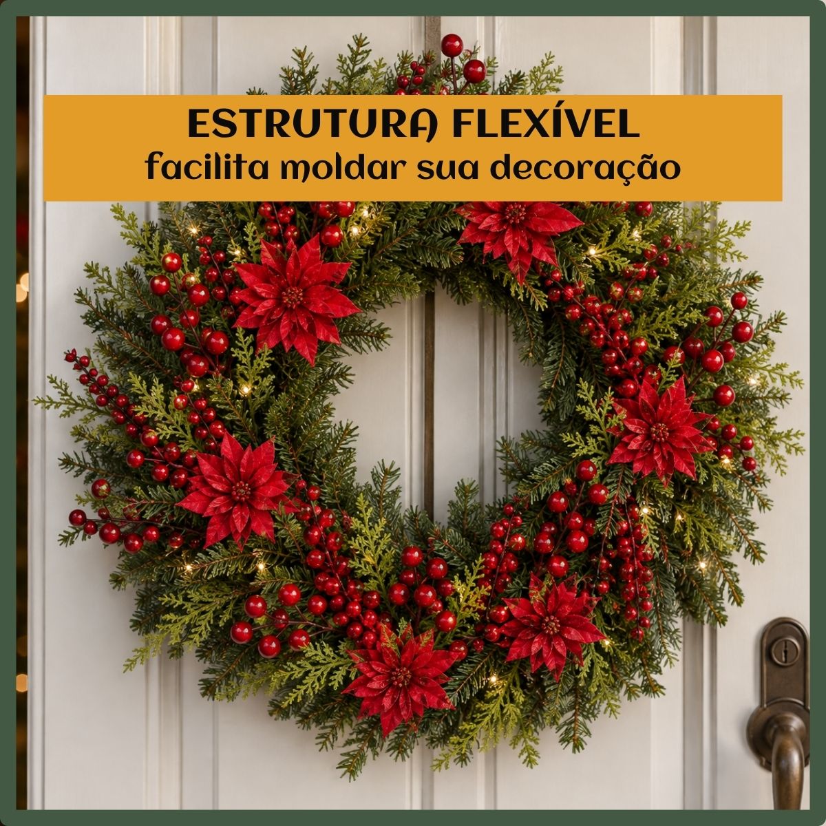 Kit Com 6 Azevinhos Galhos Decorados Natal LuvinCo