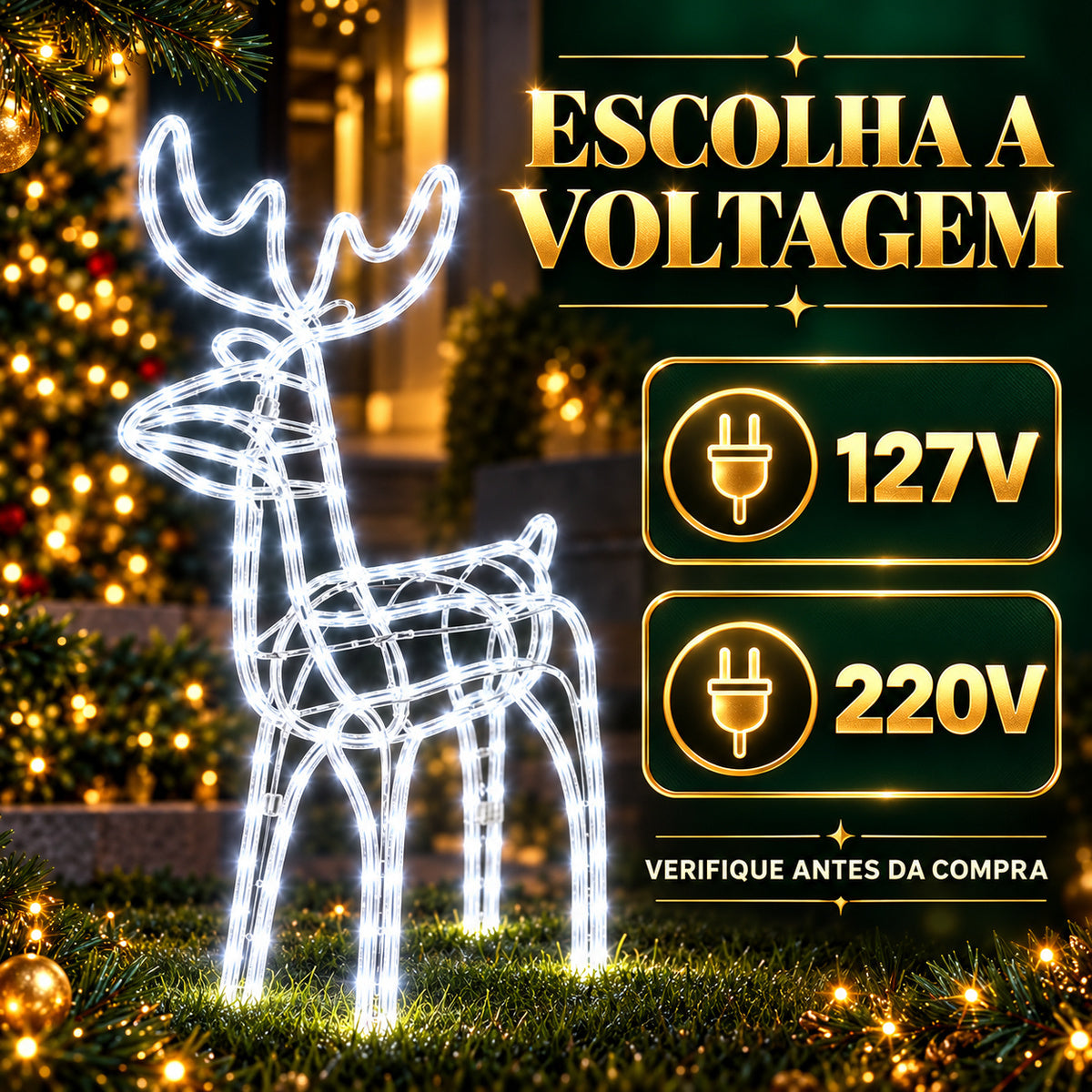 Rena de Natal Papai Noel Pisca Enfeite Decoração Natalina Luxo Luzes Para Jardim Quintal Telhado Luvi