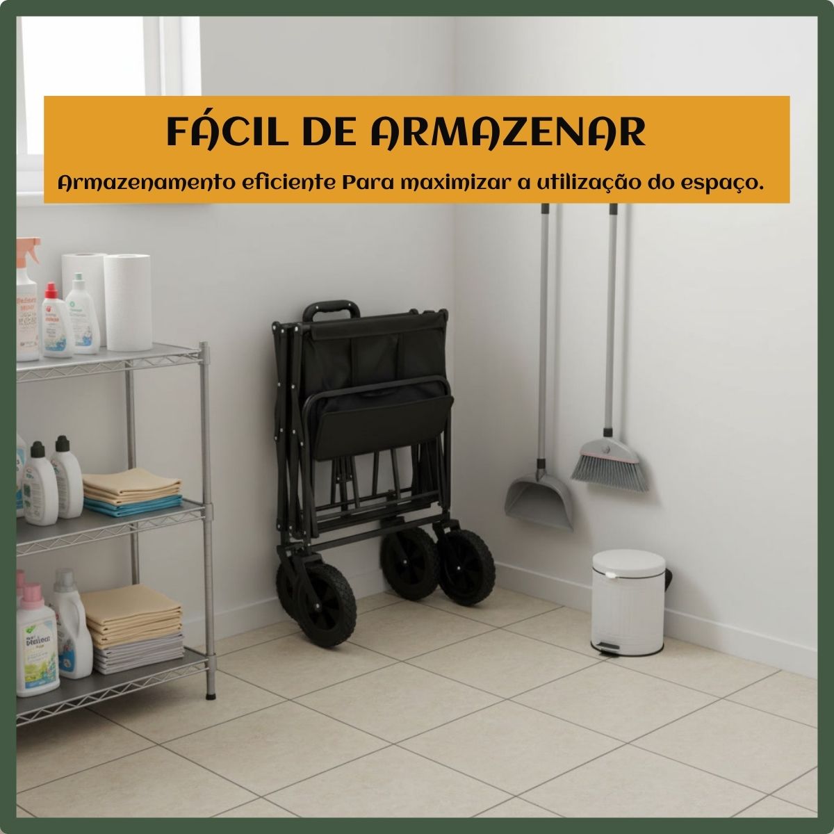 Carrinho Dobrável Multifunções Acampamento Praia Camping Impermeável 200kg Reforçado Portátil Preto