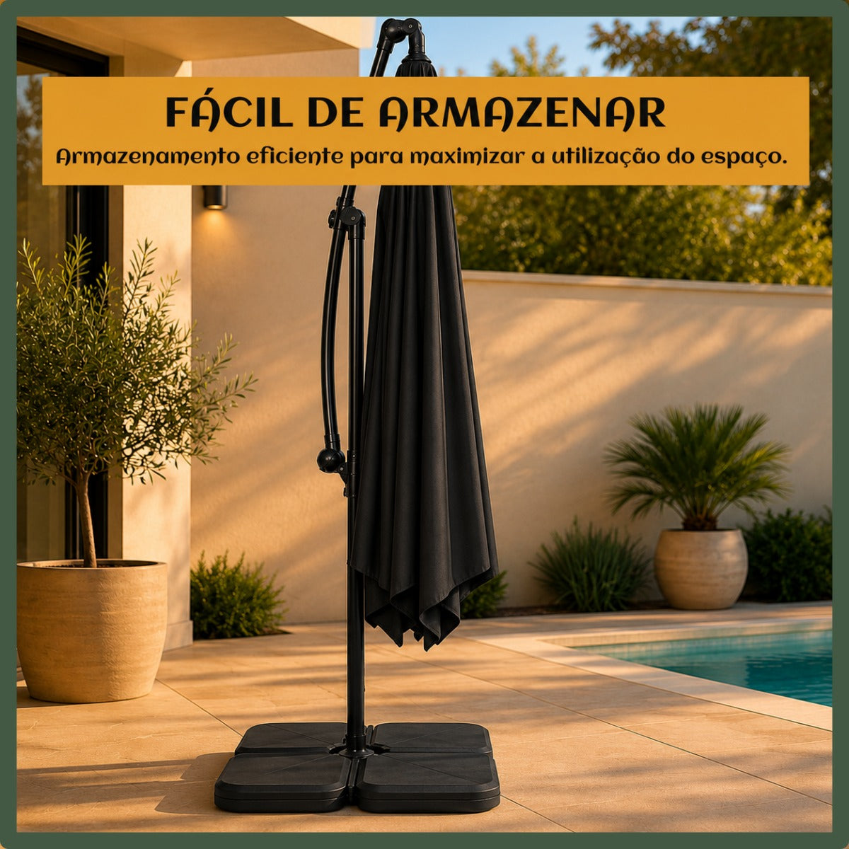 Guarda-sóis Ombrelone Lateral Com Base LuvinCo Ombrelone Estrutura Guarda Sol LuvinCo
