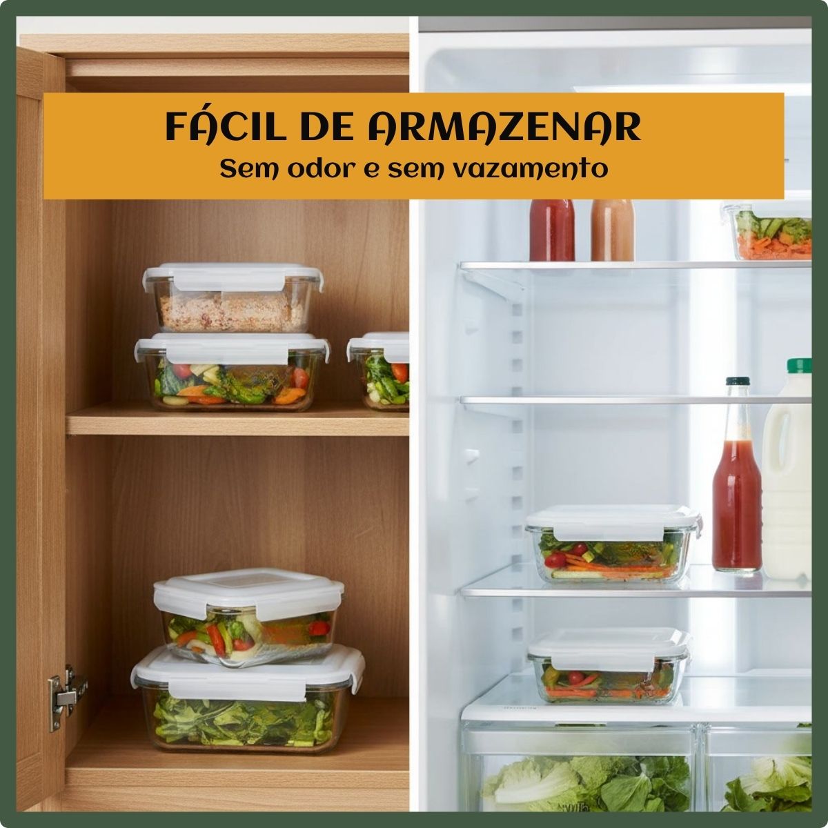 Kit 10 Potes Herméticos Vidro 370 ou 640ml Mantimentos  Forno Micro-ondas Airfryer Cozinha com 4 Travas Super Vedação LuvinCo