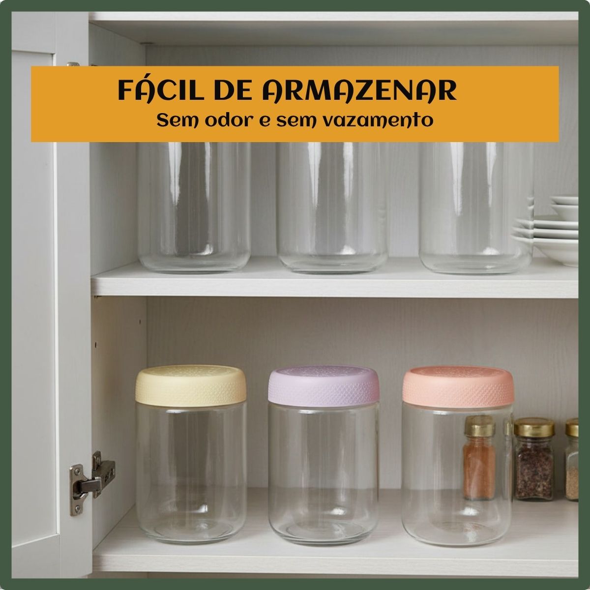 Kit 6 Potes De Vidros 650ml Tampa Vedação Hermética Boca Larga Armazenamento Praticidade Luvinco Transparente