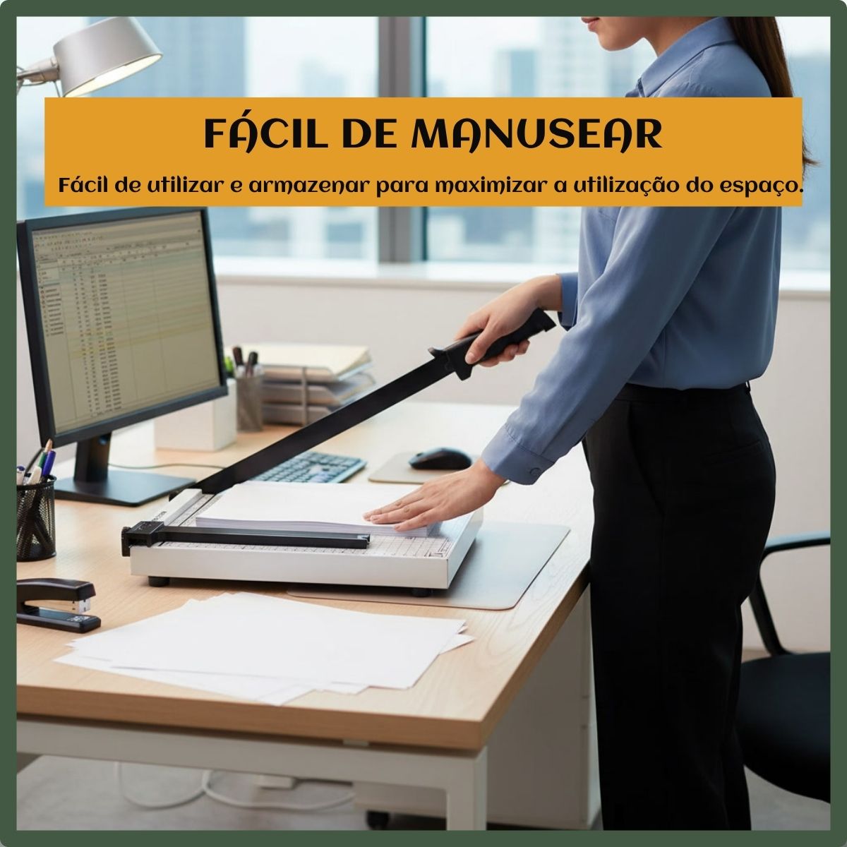 Guilhotina Papel A4 30cm 12 Folhas Com Trava Corte A5, B5, B6 E B7 Estrutura Firme Durável Corte Reto Luvinco