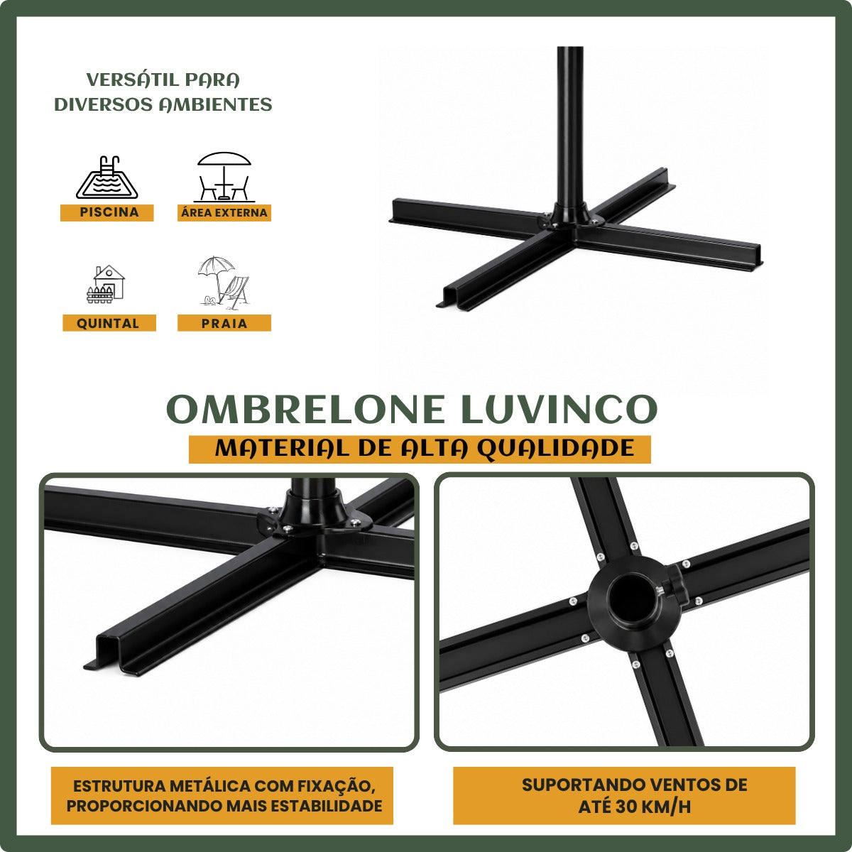 Guarda-sóis Ombrelone Lateral LuvinCo Ombrelone Estrutura Guarda Sol LuvinCo