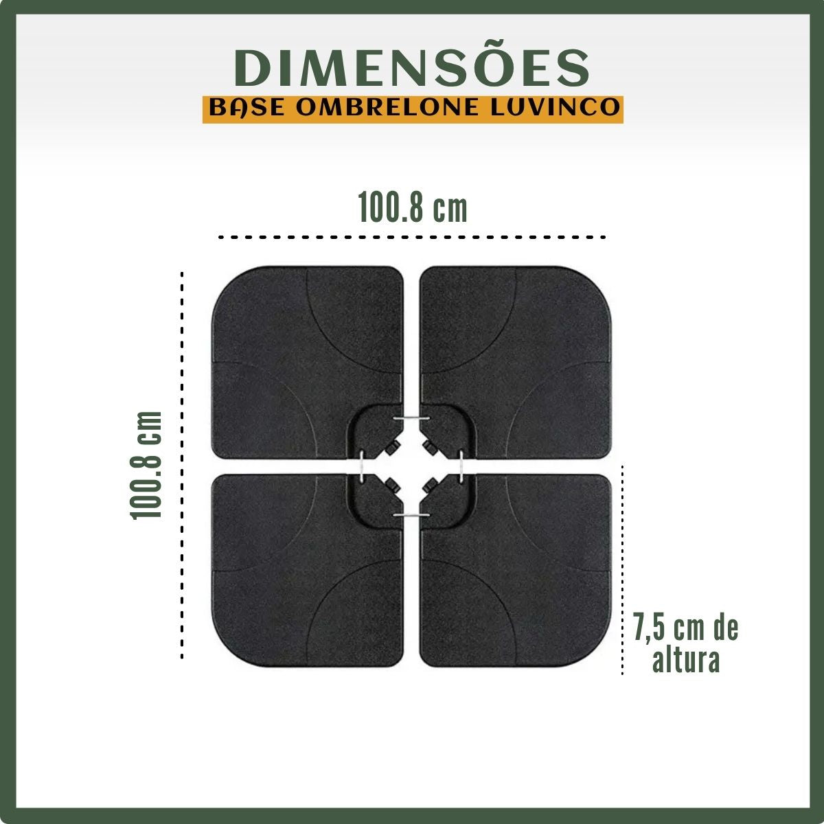 Base Ombrelone 60 Litros Guarda Sol Praia Jardim Lateral LuvinCo