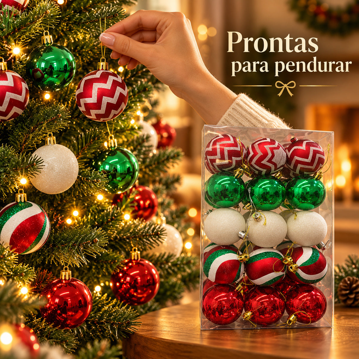 Kit 30 Bolas De Natal 6cm Luxo Decorada Enfeite Decoração Árvore Natal Várias Cores 8 Modelo LuvinCo