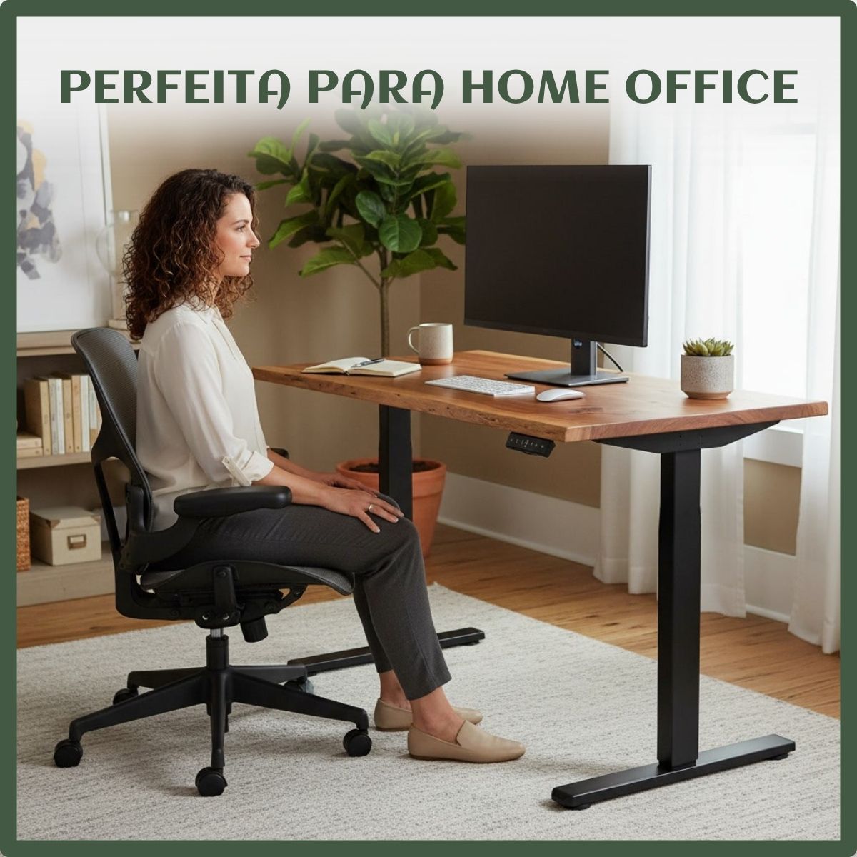 Estrutura De Mesa Elétrica Ergonômica Ajustável C/ Regulagem Altura Estável Escritório Cor Preta ou Branca LuvinCo