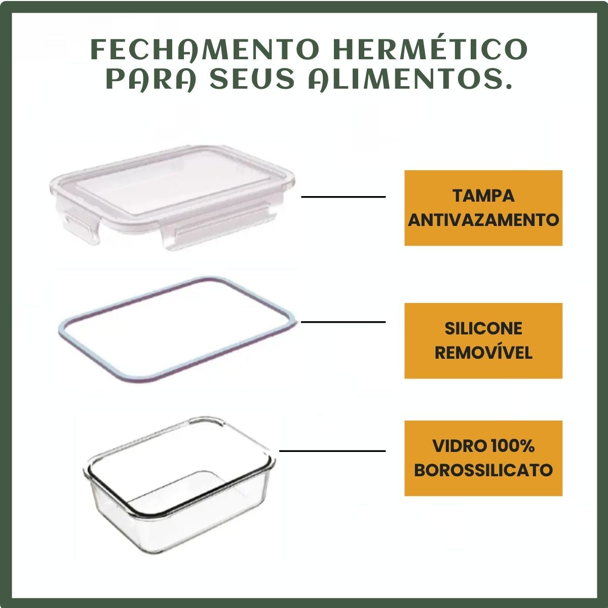 Kit 10 Potes Herméticos Vidro 370 ou 640ml Mantimentos  Forno Micro-ondas Airfryer Cozinha com 4 Travas Super Vedação LuvinCo