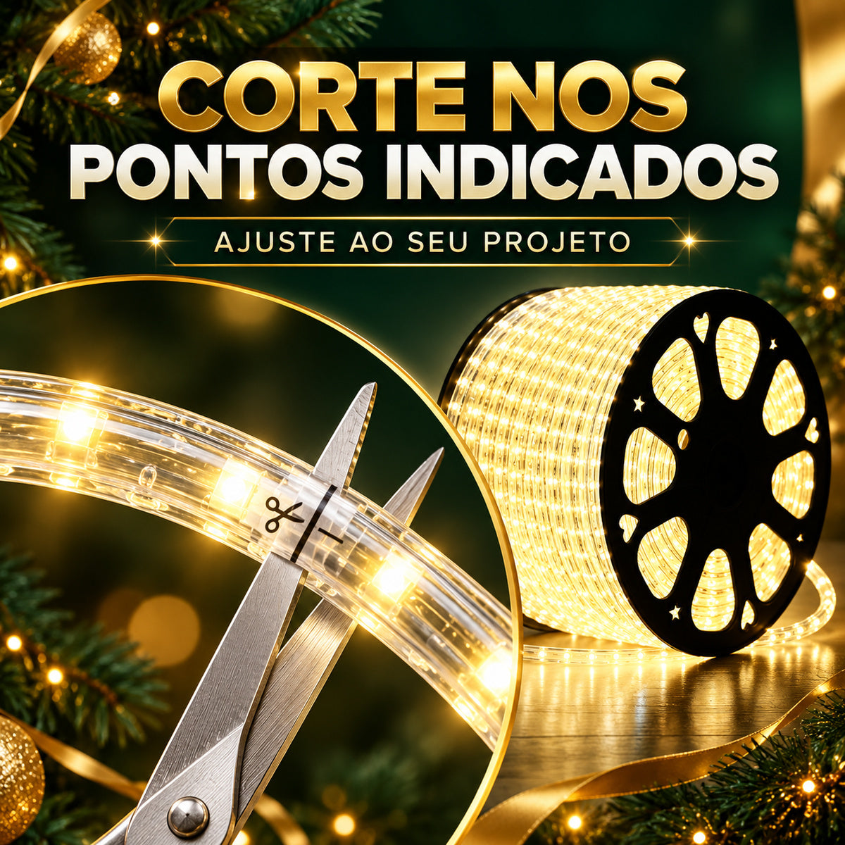 Mangueira Led 100m Luz Redonda Carretel Pisca Pisca Decoração Enfeite Natal Externo IP67 Prova D'Água