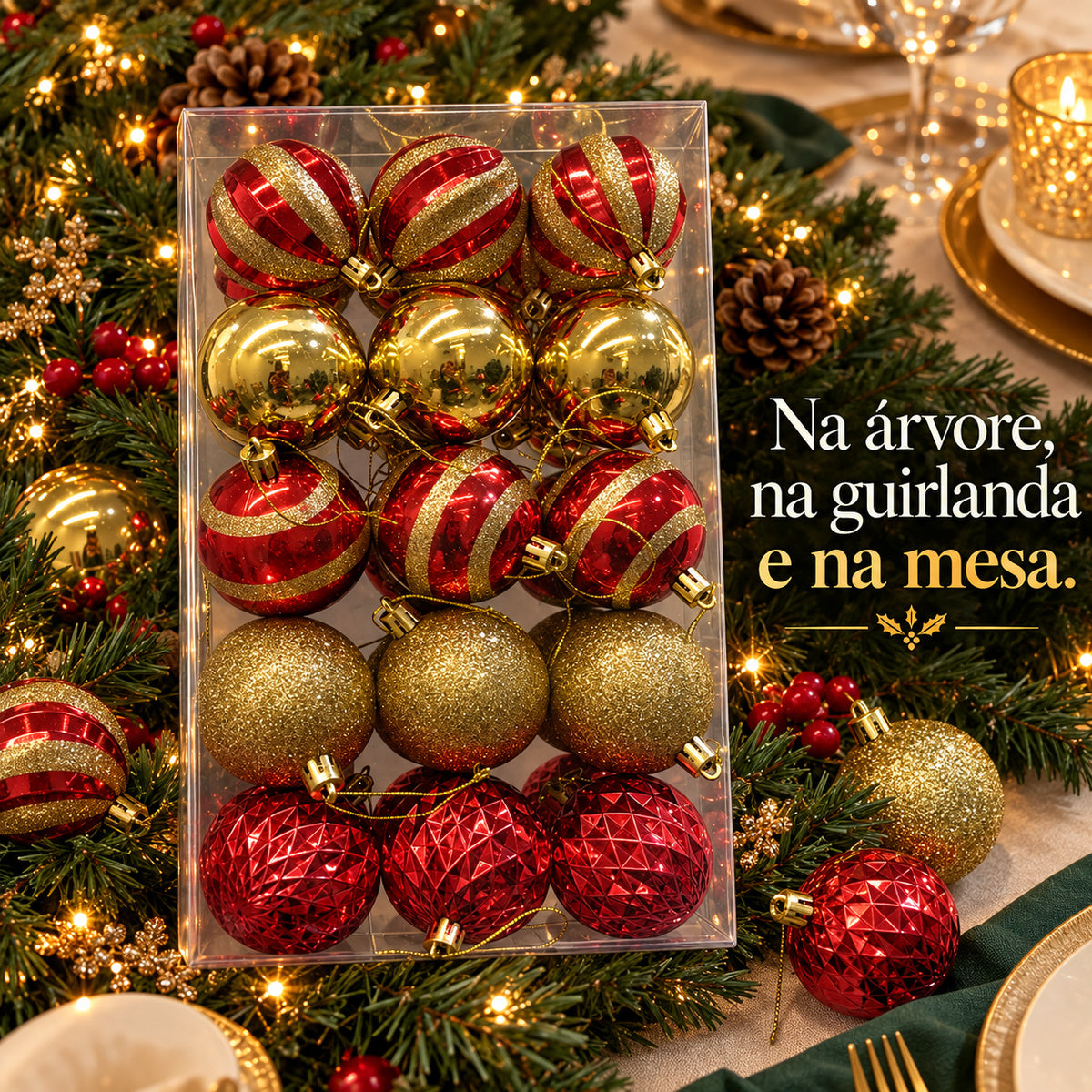 Kit 30 Bolas De Natal 6cm Luxo Decorada Enfeite Decoração Árvore Natal Várias Cores 8 Modelo LuvinCo