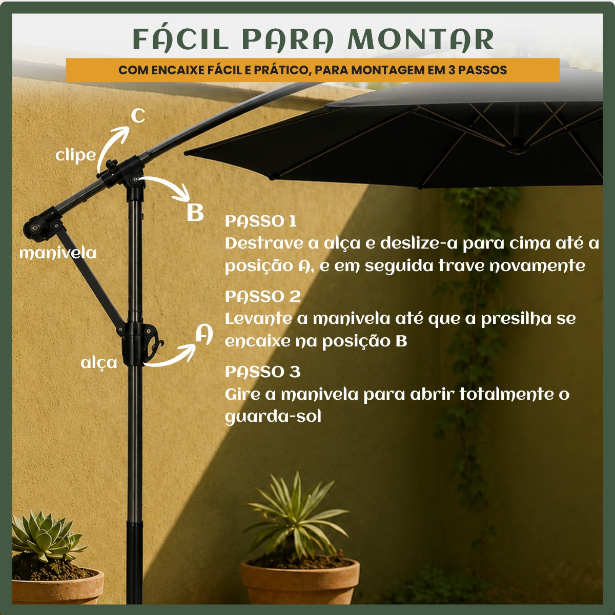 Guarda-sóis Ombrelone Lateral LuvinCo Ombrelone Estrutura Guarda Sol LuvinCo