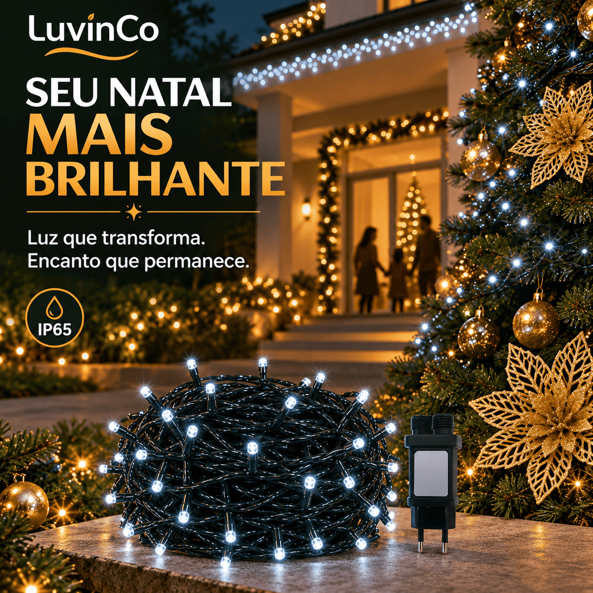 Strobo Pisca Pisca Cordão Natal 500 Leds 50m Prova D'Água Bivolt  100 Flash  Decoração Enfeite Natal LuvinCo