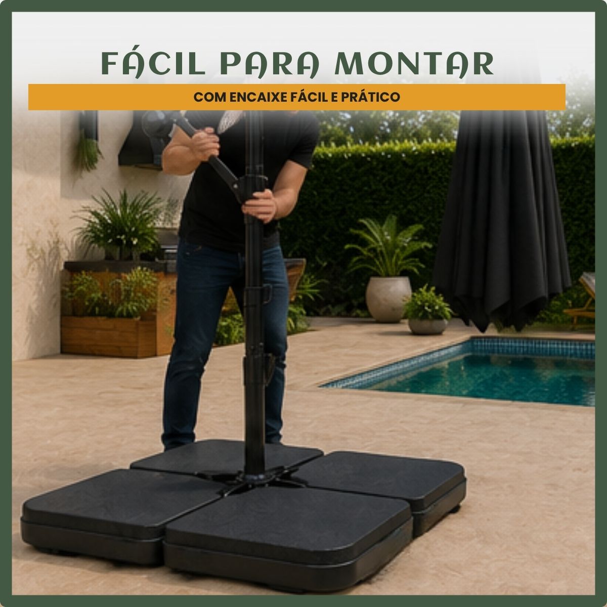 Base Ombrelone 60 Litros Guarda Sol Praia Jardim Lateral LuvinCo