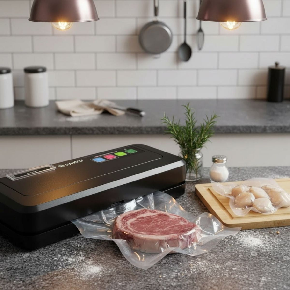 Seladora A Vácuo Automática Embaladora Reservatório Alimentos Úmidos Líquidos Açougue Embalagens Plásticas