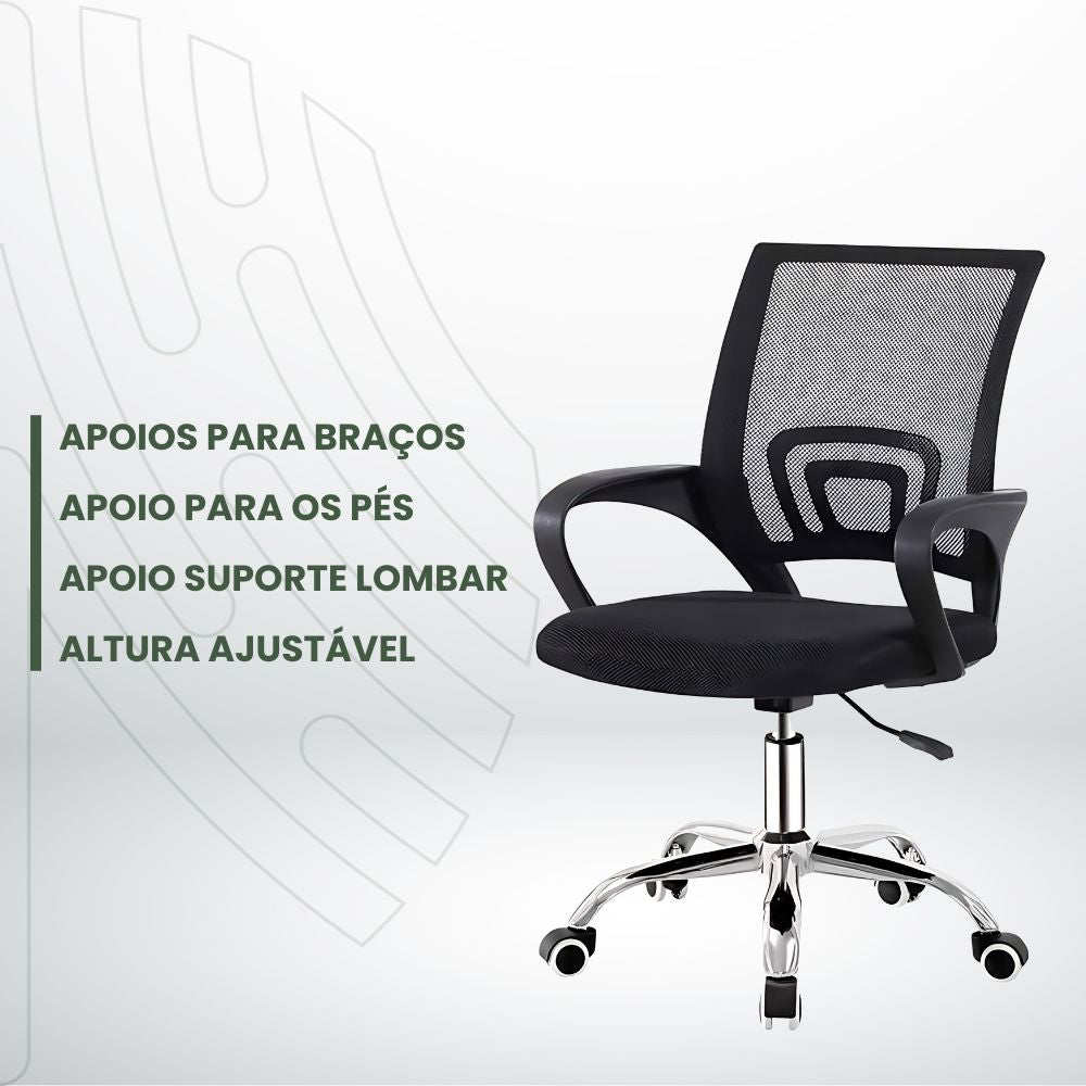 Cadeira De Escritório Ergonômica B33 Luvinco Estofado Mesh Braço Executivo Giratória Ajustável
